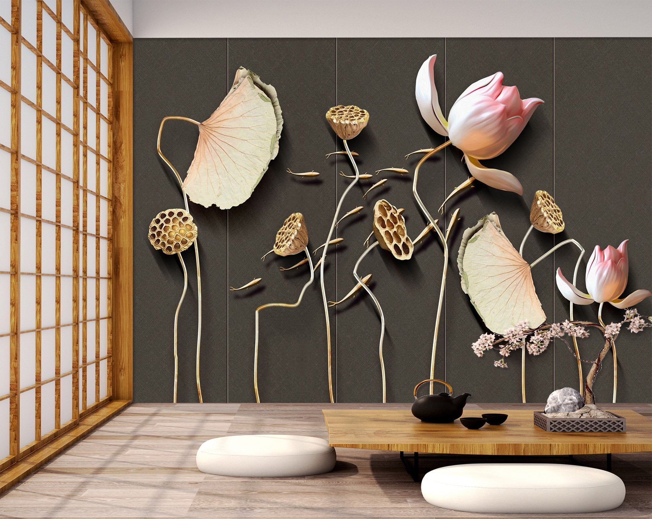 3D Lotus Seed Flower 525 Wallpaper AJ Wallpaper 2