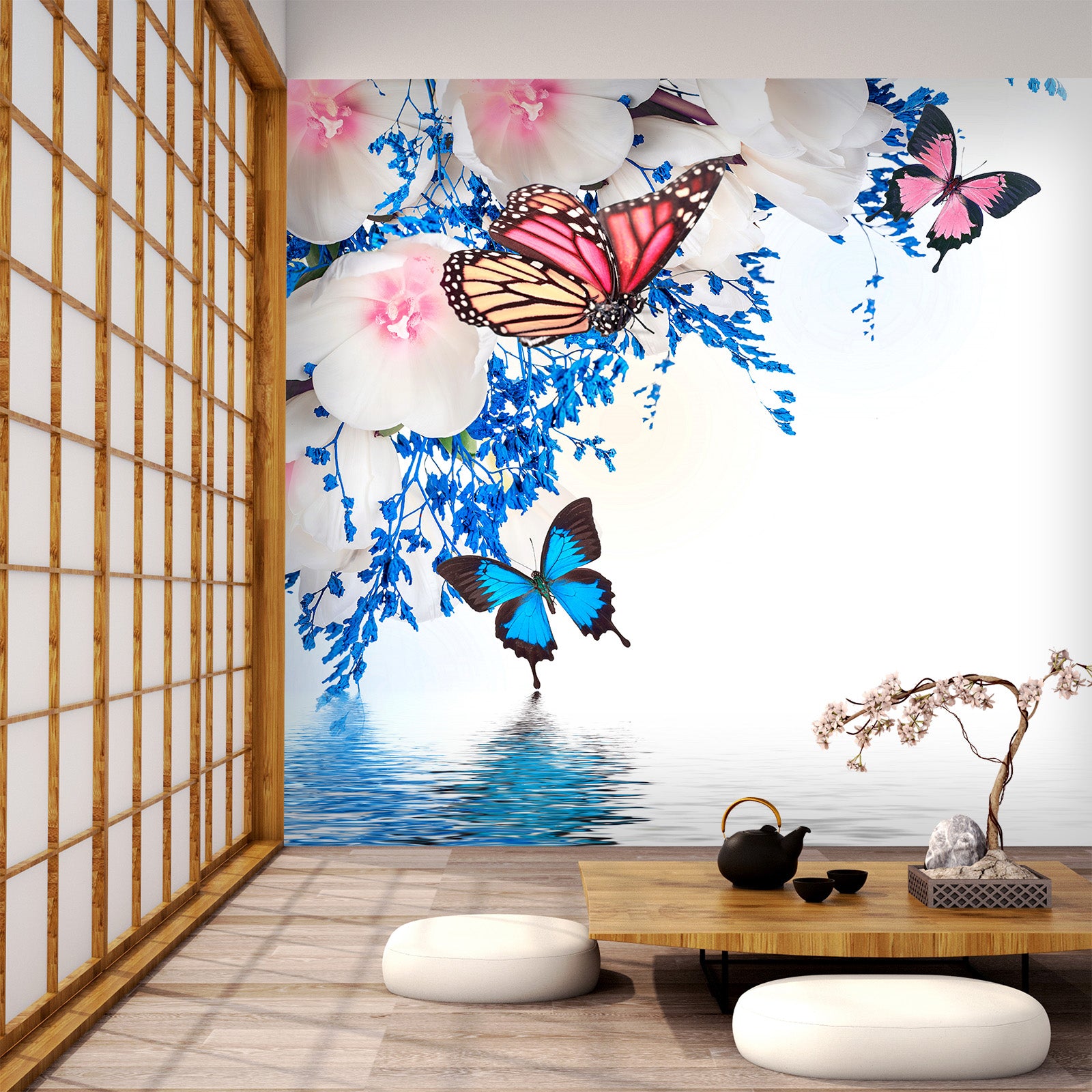 3D Blue Butterfly 392 Wall Murals