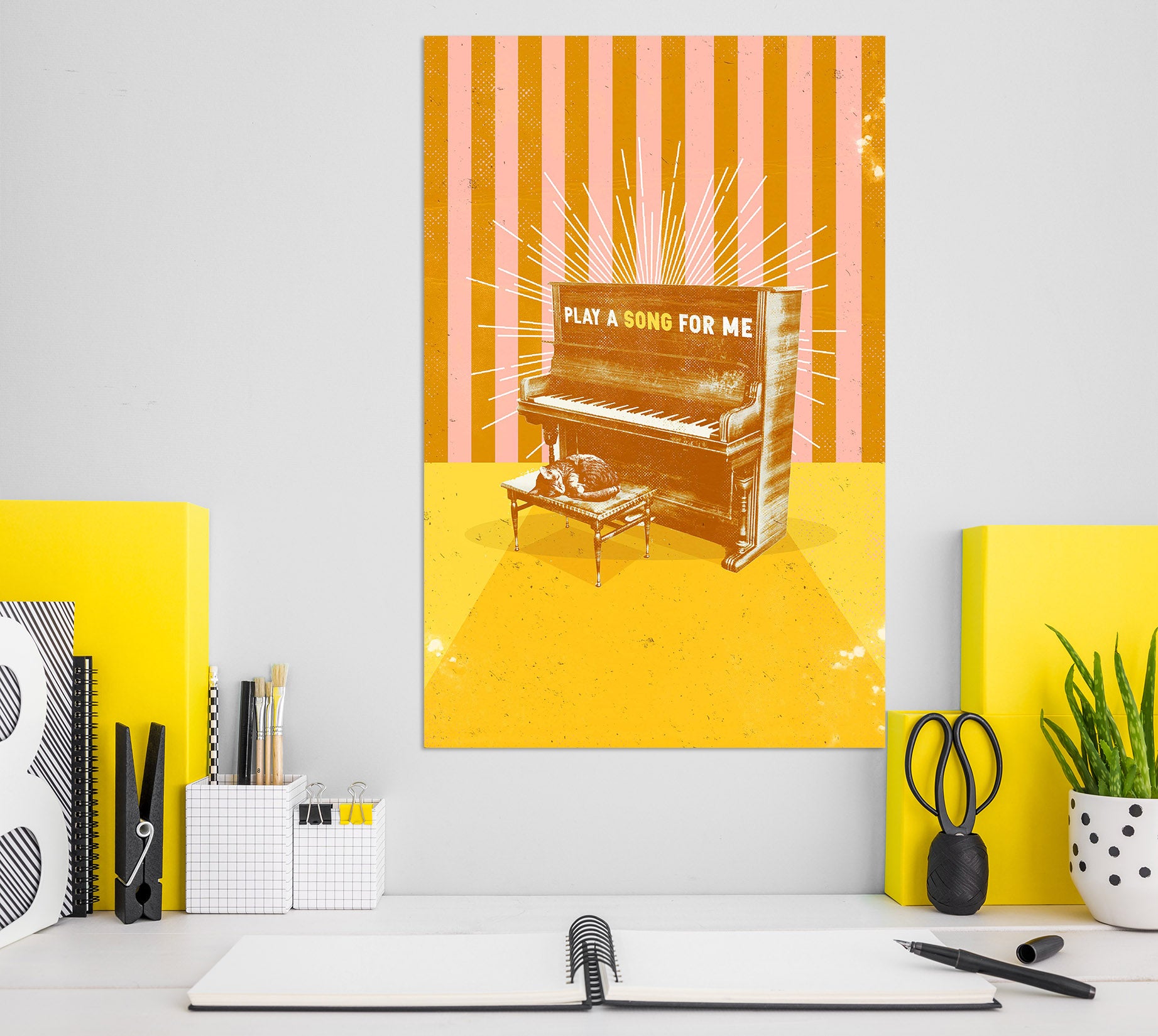 3D Play Piano 020 Showdeer Wall Sticker