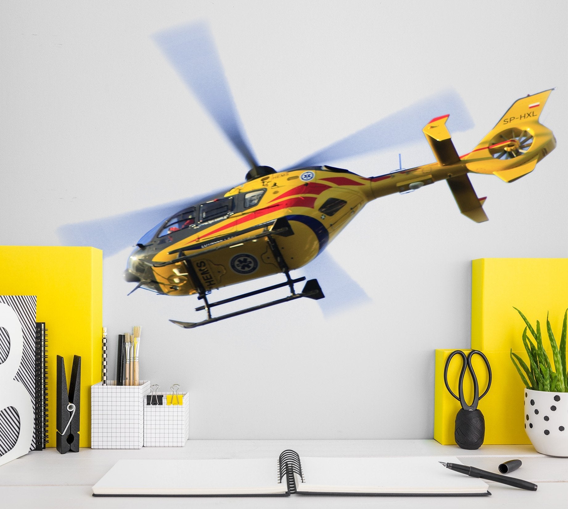 3D Yellow Helicopter 0178 Vehicles Wallpaper AJ Wallpaper