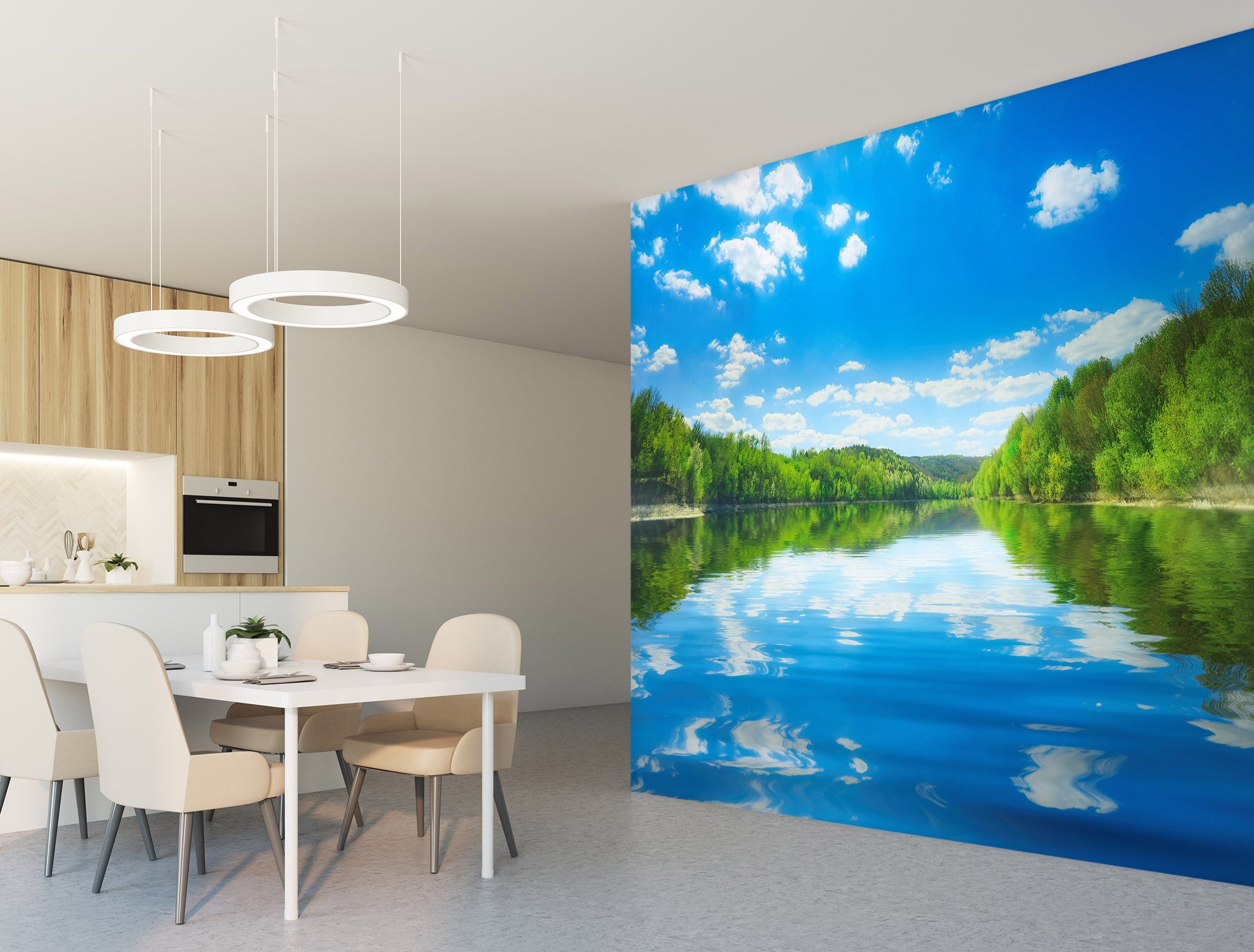3D Sky Tree Reflection 57090 Wall Murals