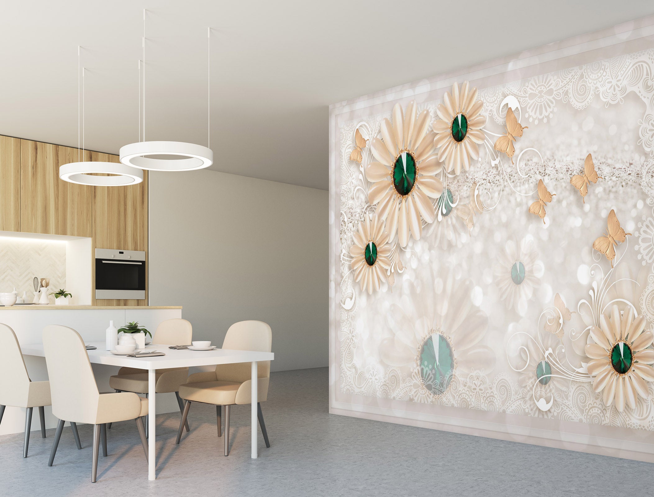 3D Pearl Flower 1478 Wall Murals