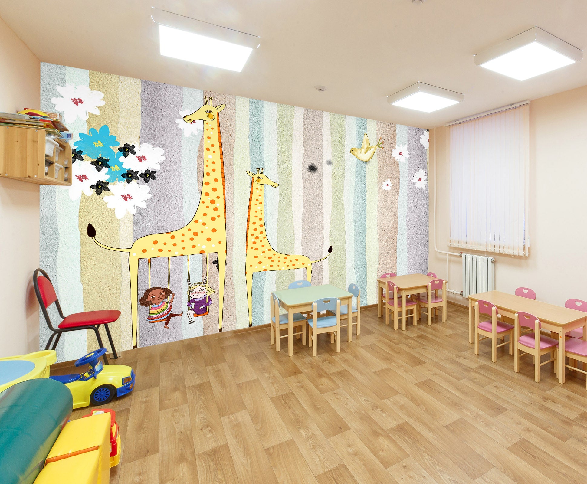 3D Yellow Giraffe 010 Wall Murals