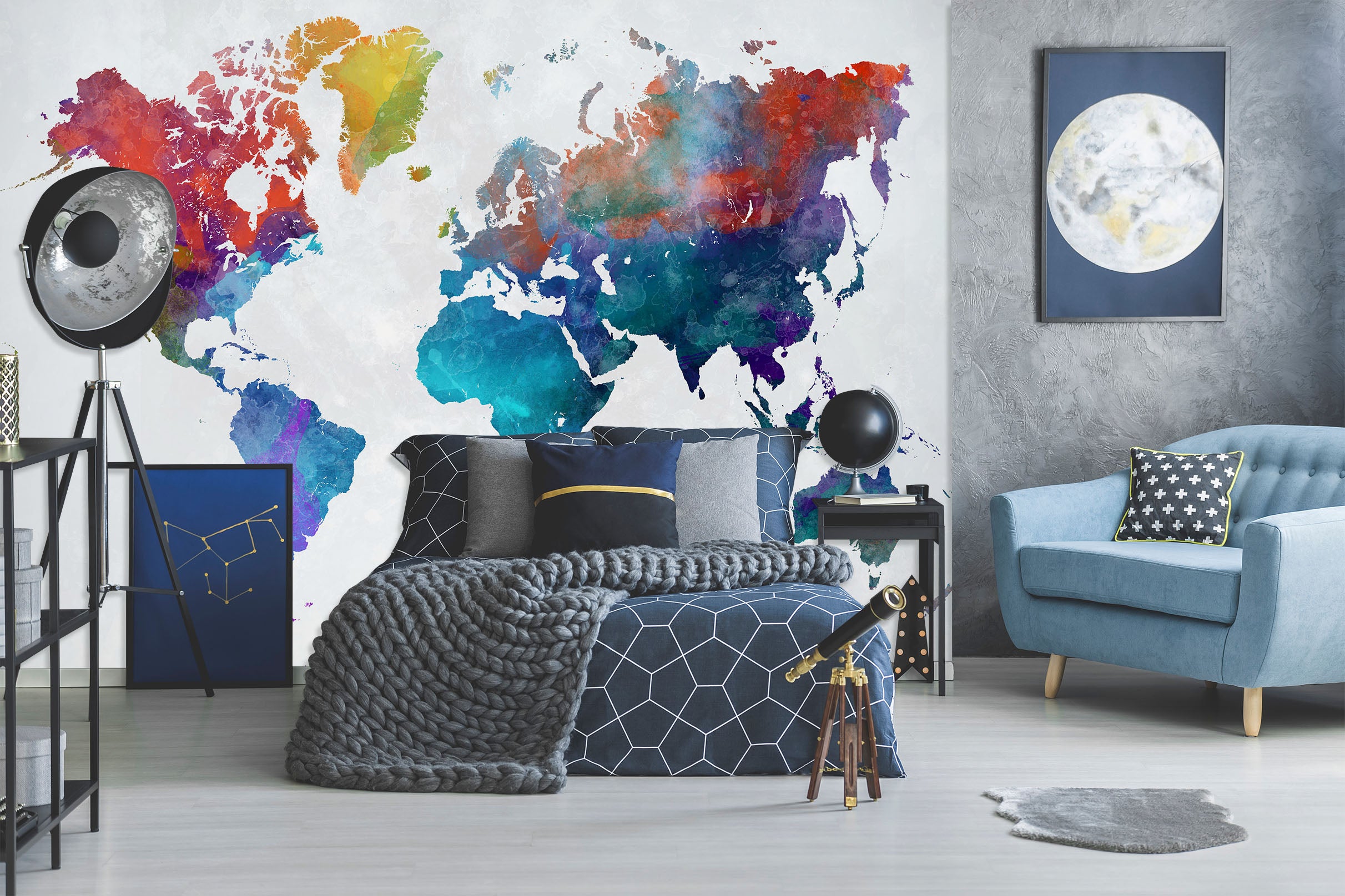 3D Abstract Art 2013 World Map Wall Murals