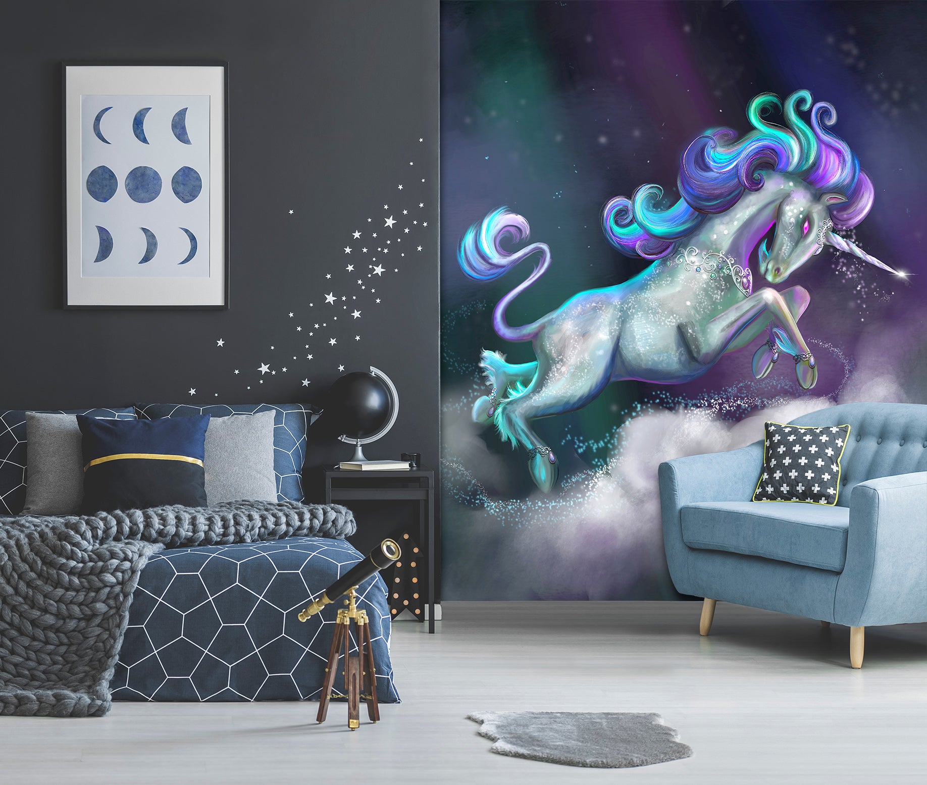 3D Cute Unicorn 1411 Rose Catherine Khan Wall Mural Wall Murals