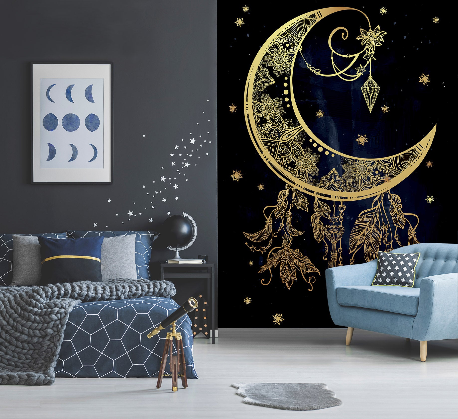 3D Moon Pattern 57155 Wall Murals
