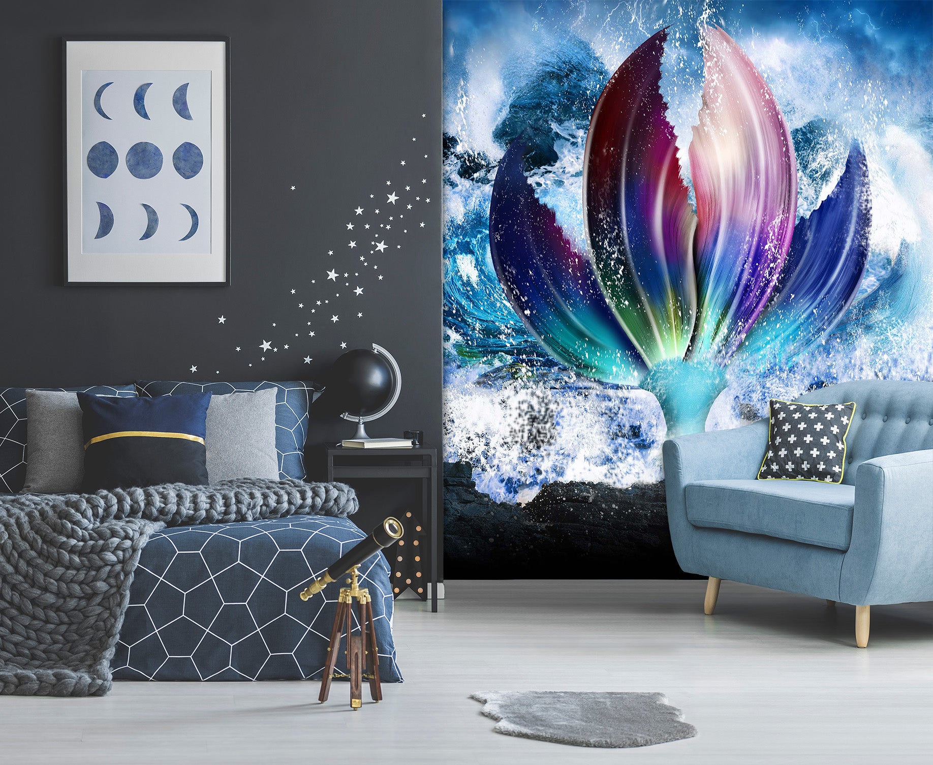 3D Mermaid Tail 1976 Wall Murals