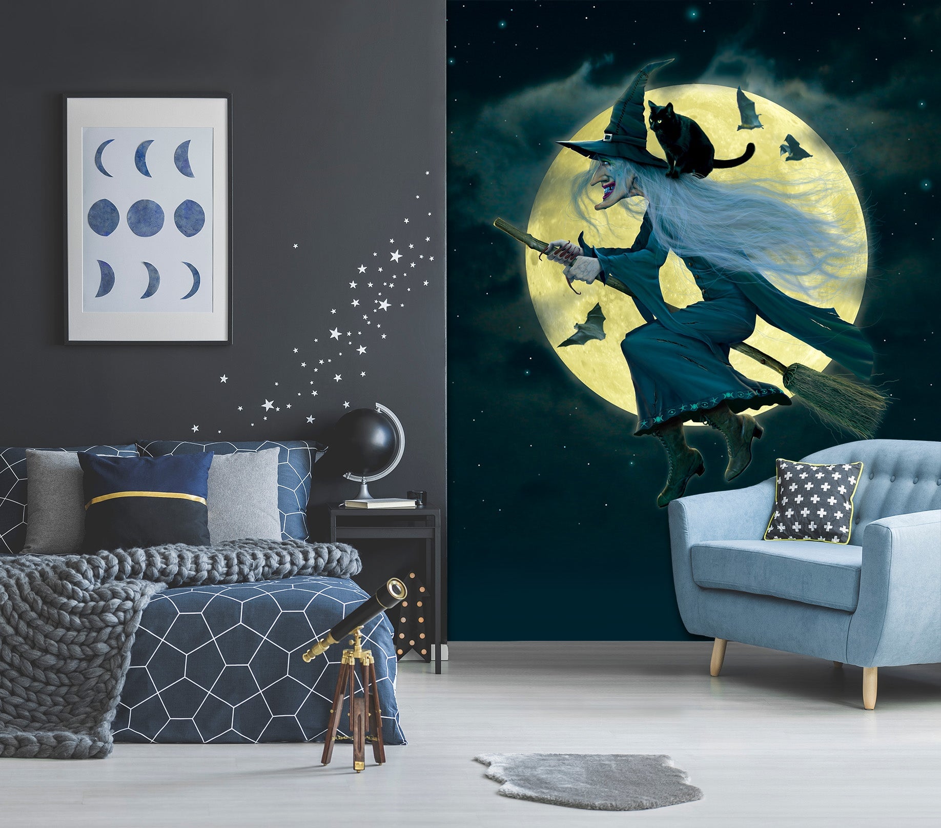 3D Witch Broom 1571 Wall Murals Exclusive Designer Vincent Wallpaper AJ Wallpaper
