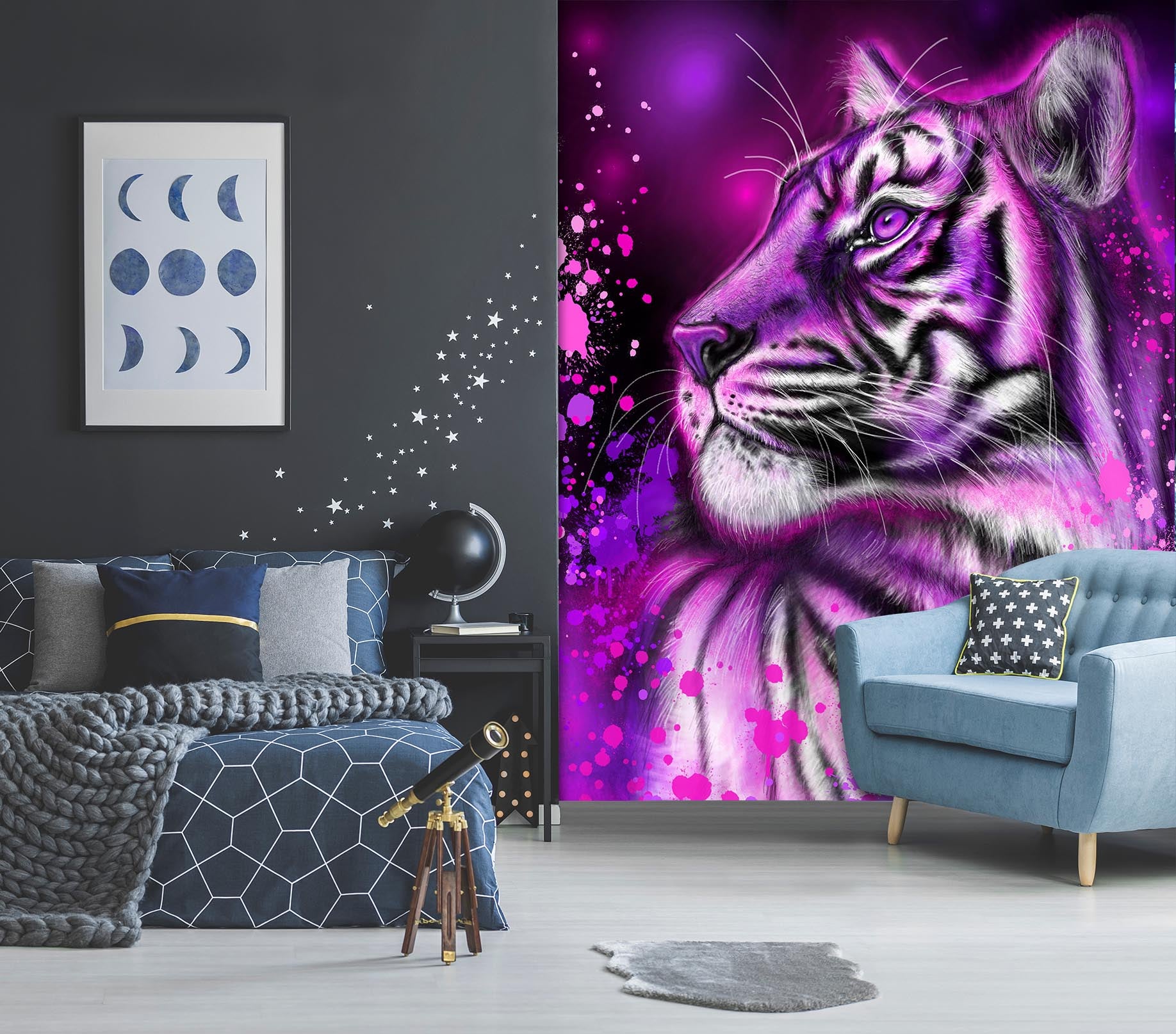 3D Purple Tiger 8445 Sheena Pike Wall Mural Wall Murals