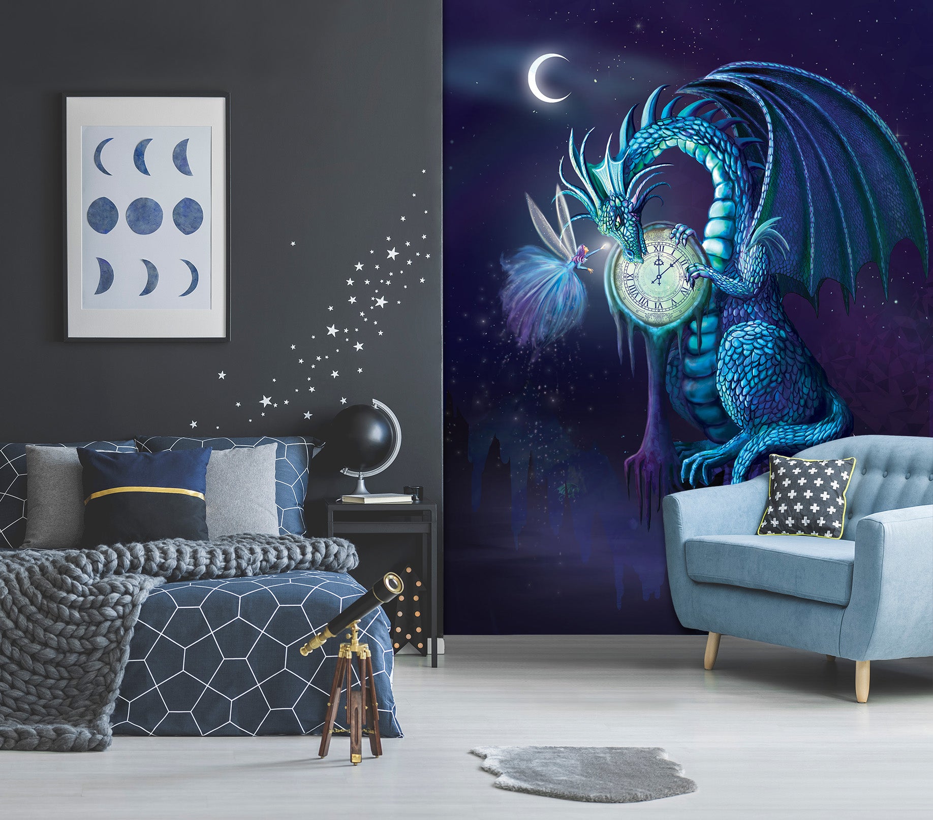 3D Night Dragon 1420 Rose Catherine Khan Wall Mural Wall Murals