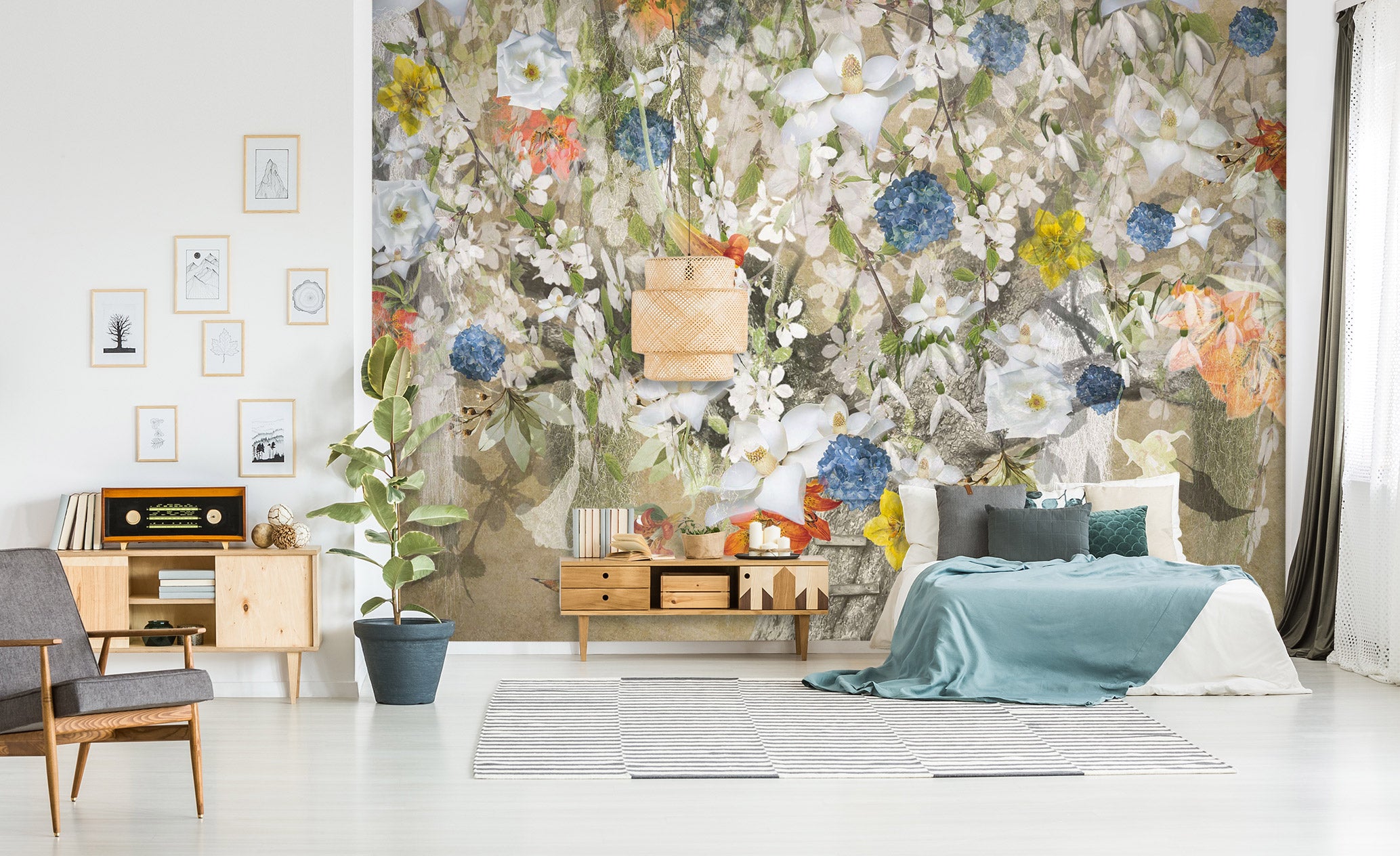 3D White Flowers 5254 Beth Sheridan Wall Mural Wall Murals