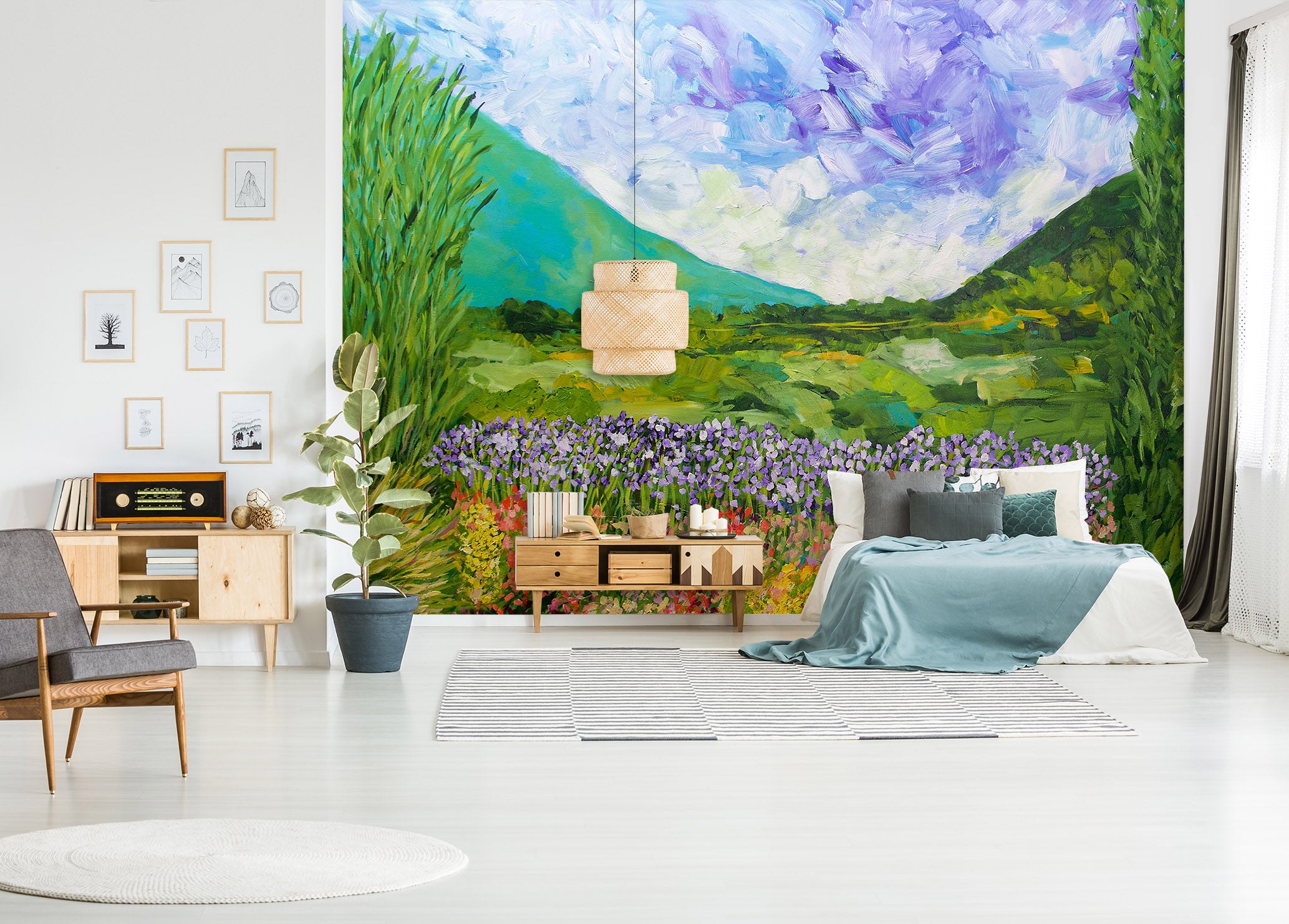 3D Grassland White Clouds 239 Allan P. Friedlander Wall Mural Wall Murals