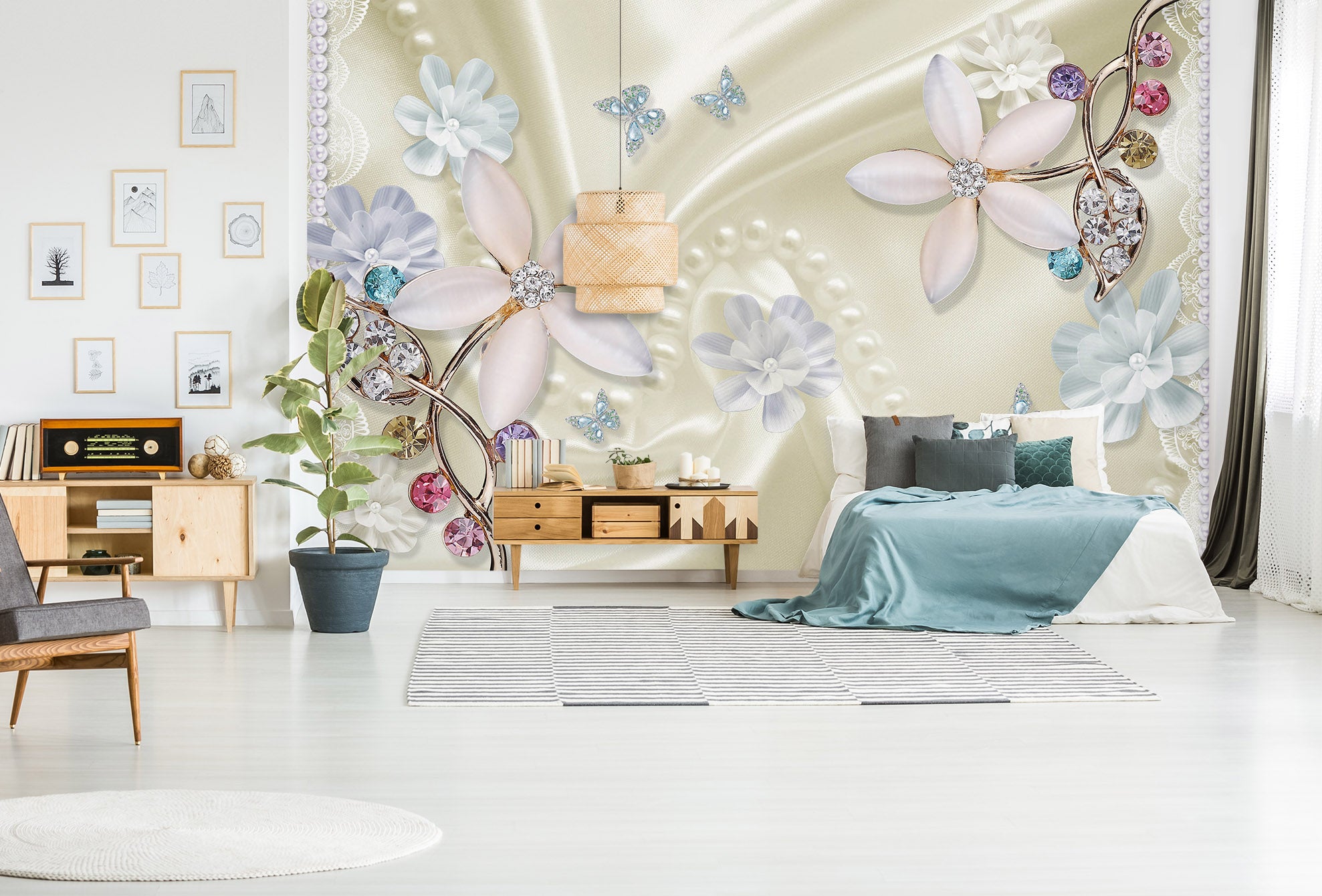 3D White Petals 1531 Wall Murals