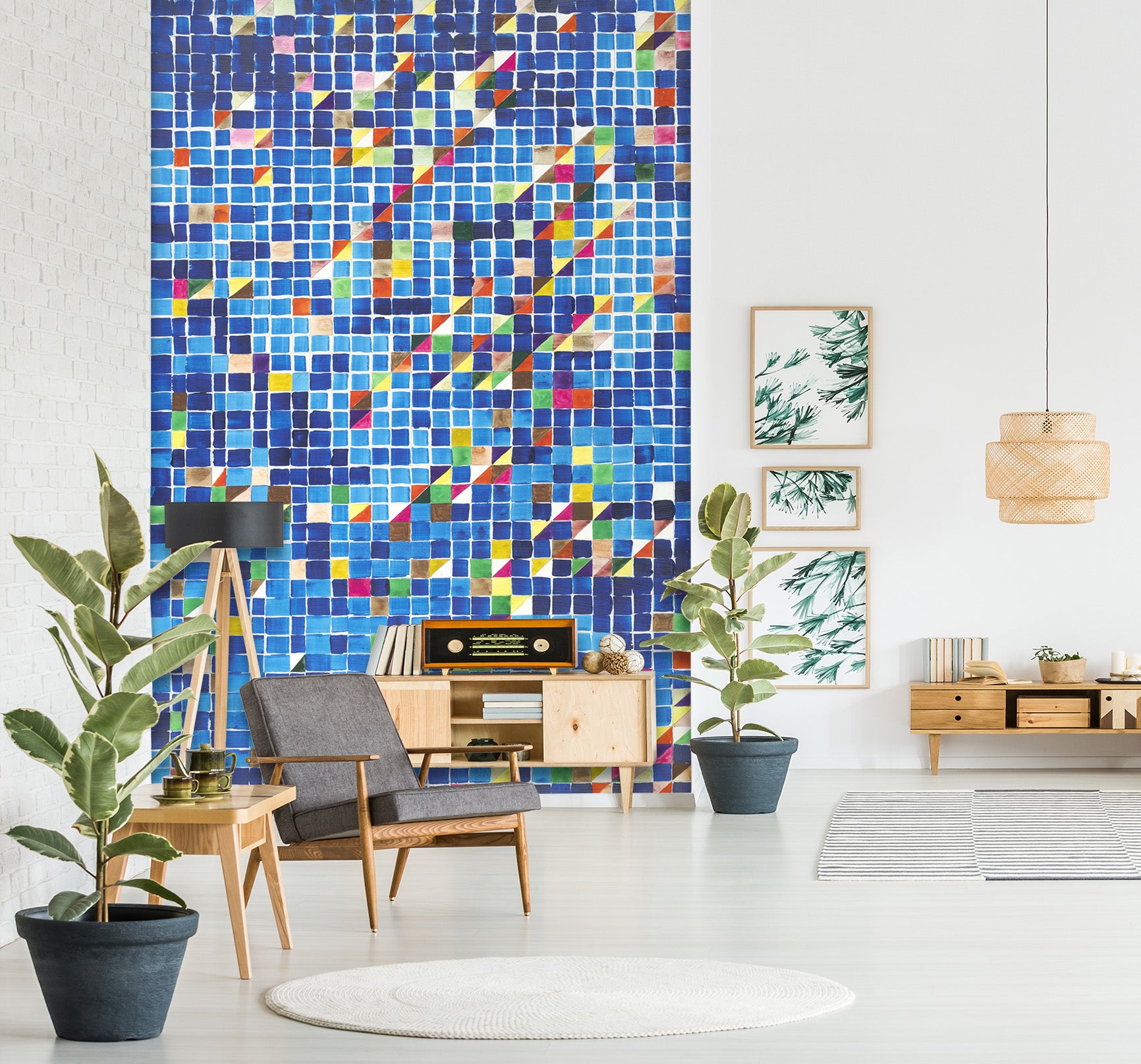 3D Blue Tiles 283 Allan P. Friedlander Wall Mural Wall Murals