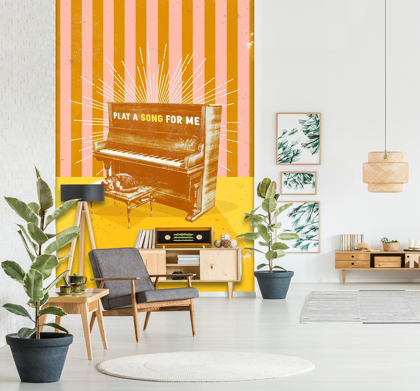 3D Play Piano 1410 Showdeer Wall Mural Wall Murals