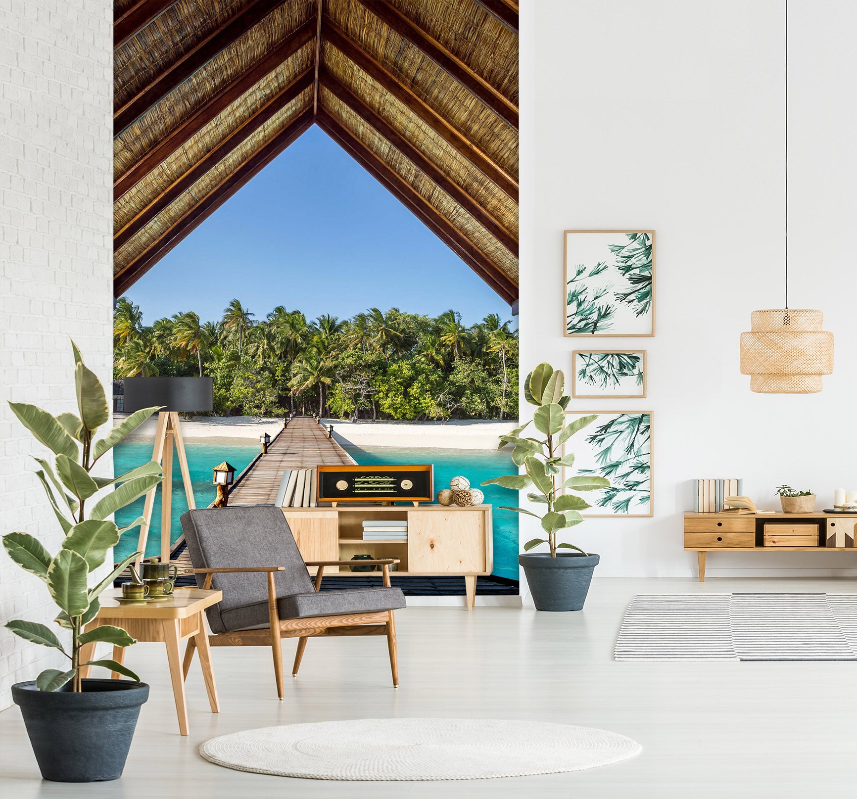 3D Wooden Bridge Coco 1529 Wall Murals