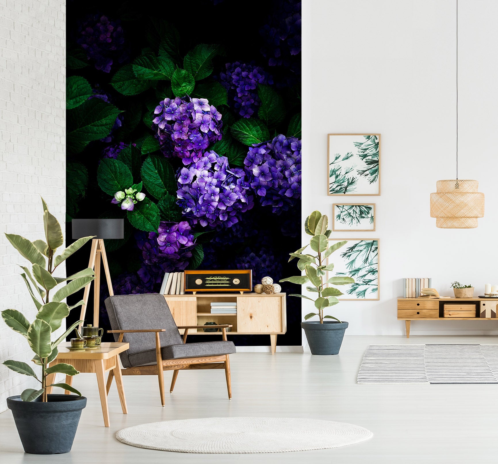 3D Purple hHydrangea 1302 Noirblanc777 Wall Mural Wall Murals
