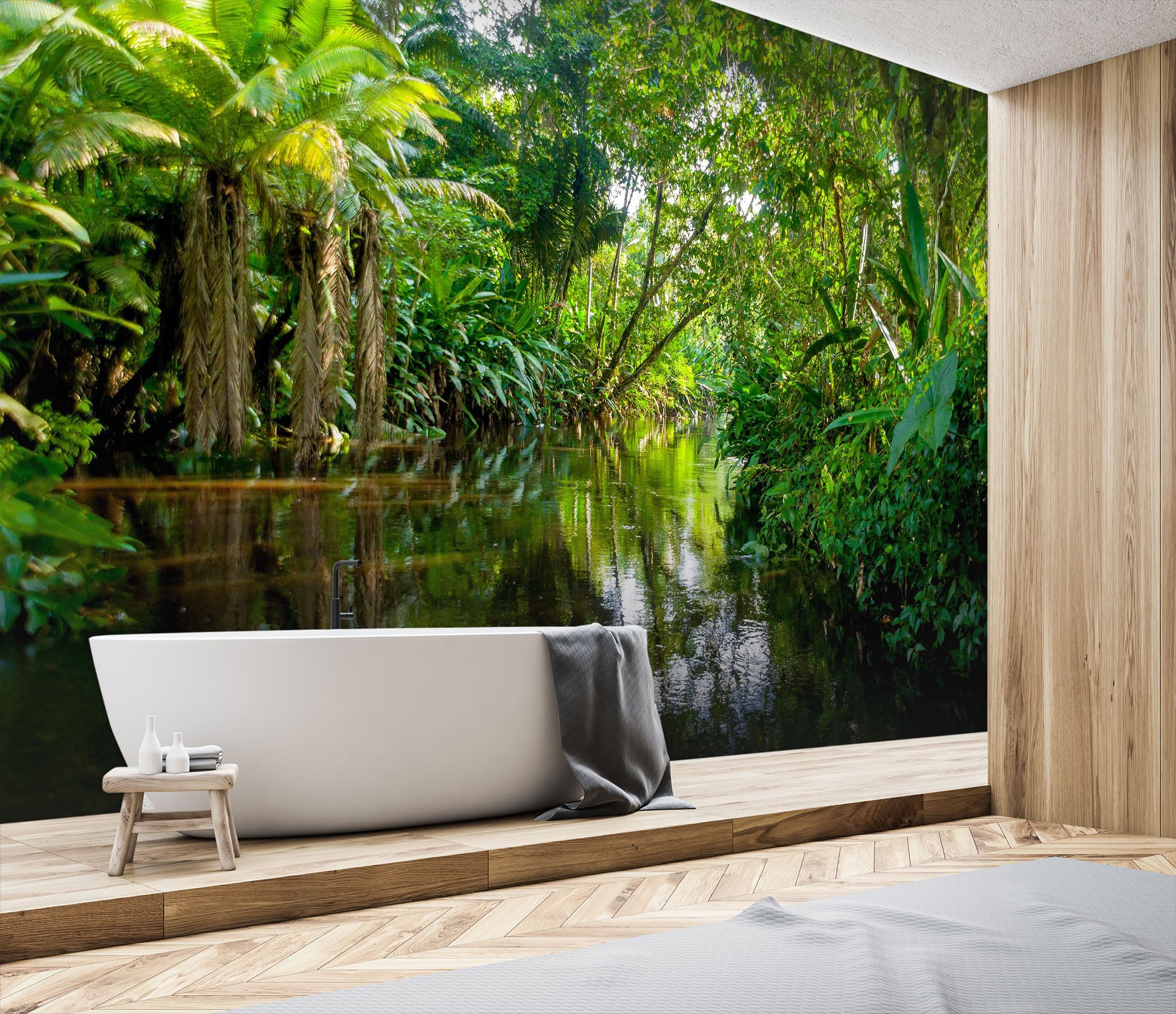 3D Tropical Woods River 098 Wall Murals