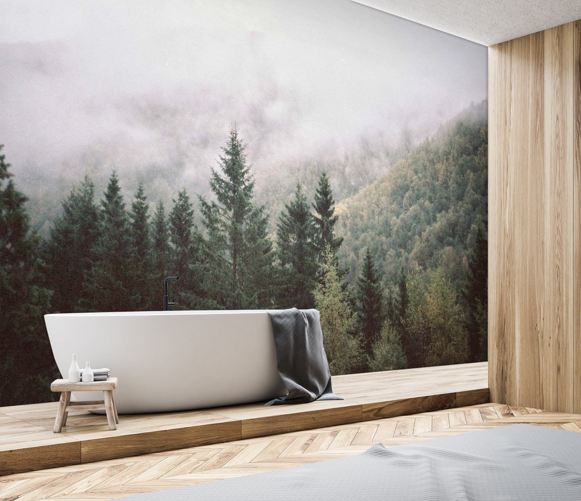 3D Morning Fog Forest 116 Wall Murals