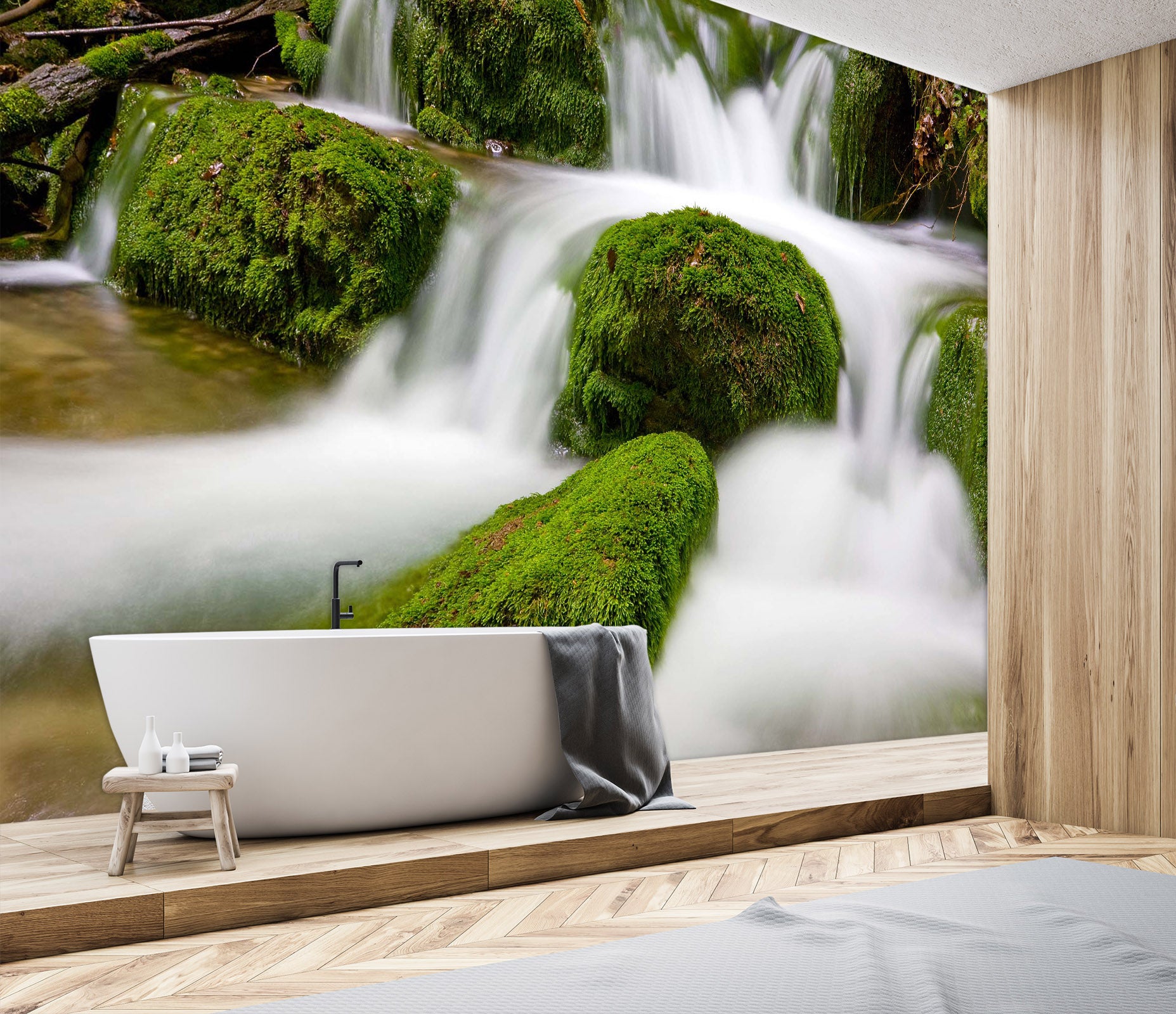 3D Waterfall Stone 1638 Wall Murals