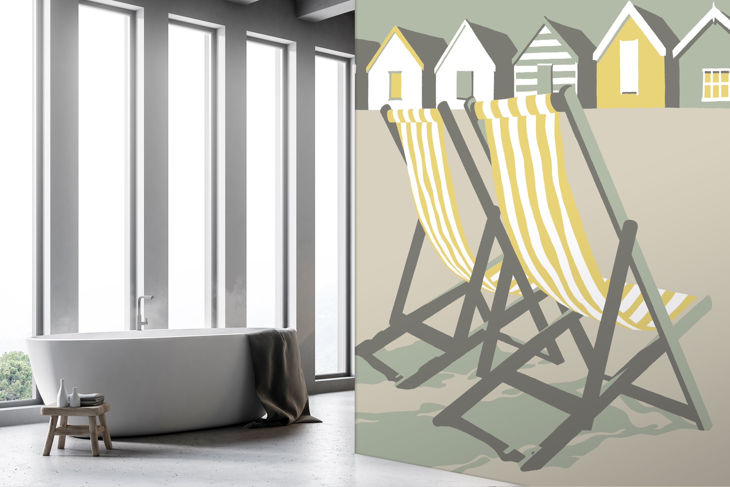 3D Southwold Deckchairs 1058 Steve Read Wall Mural Wall Murals