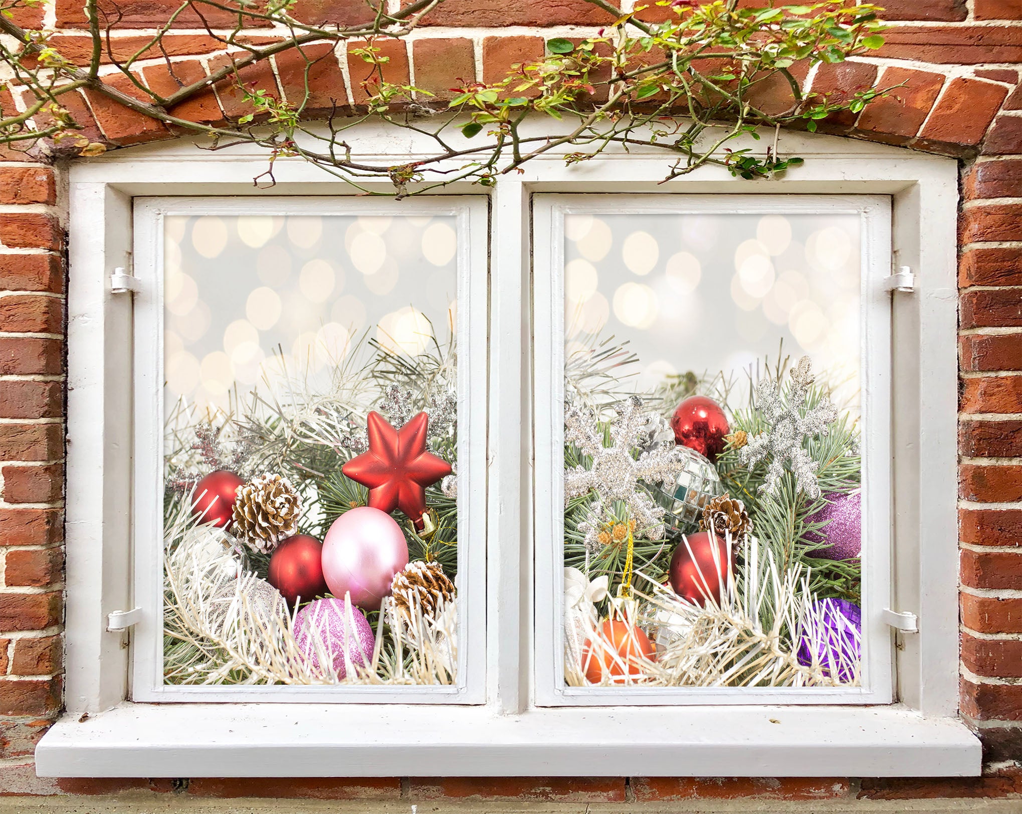 3D Pendant 30028 Christmas Window Film Print Sticker Cling Stained Glass Xmas