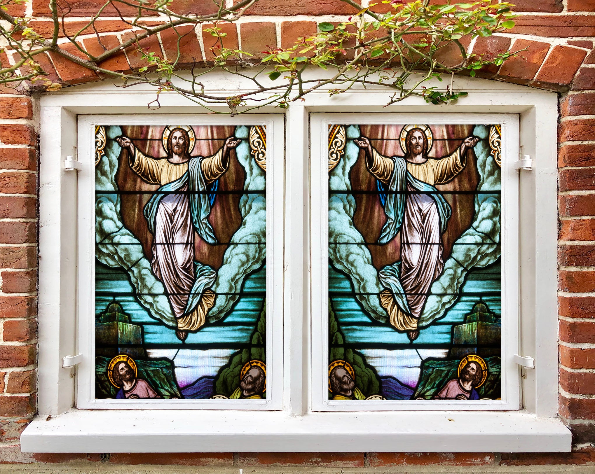 3D Religious Cloud 186 Window Film Print Sticker Cling Stained Glass UV Block