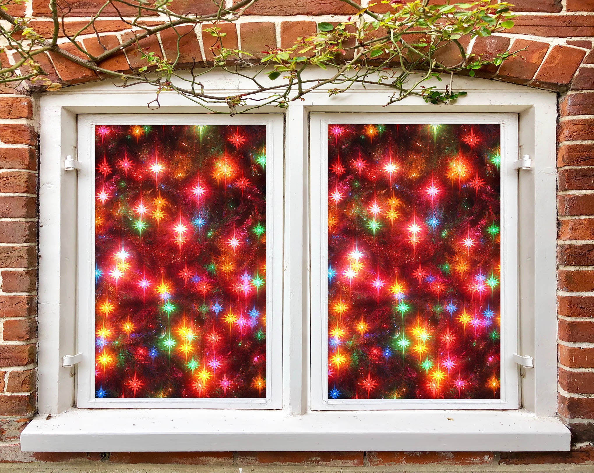 3D Colorful Starlight 31003 Christmas Window Film Print Sticker Cling Stained Glass Xmas