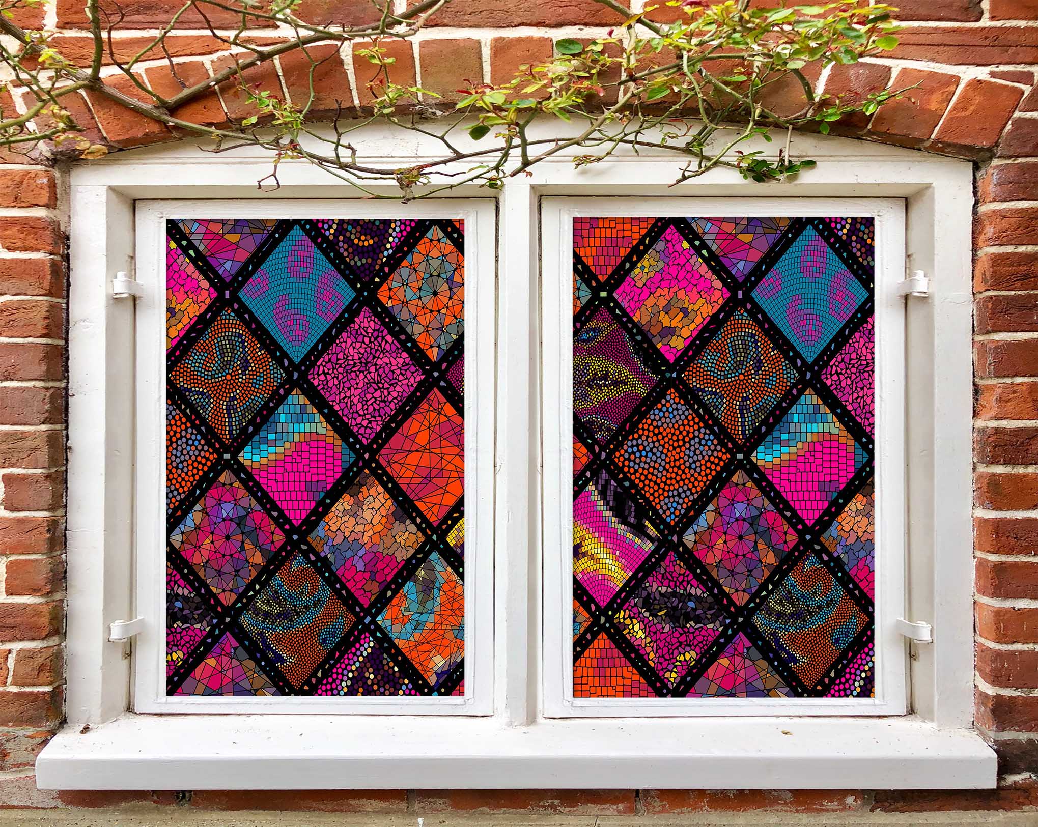 3D Fragment Painting 466 Window Film Print Sticker Cling Stained Glass UV Block