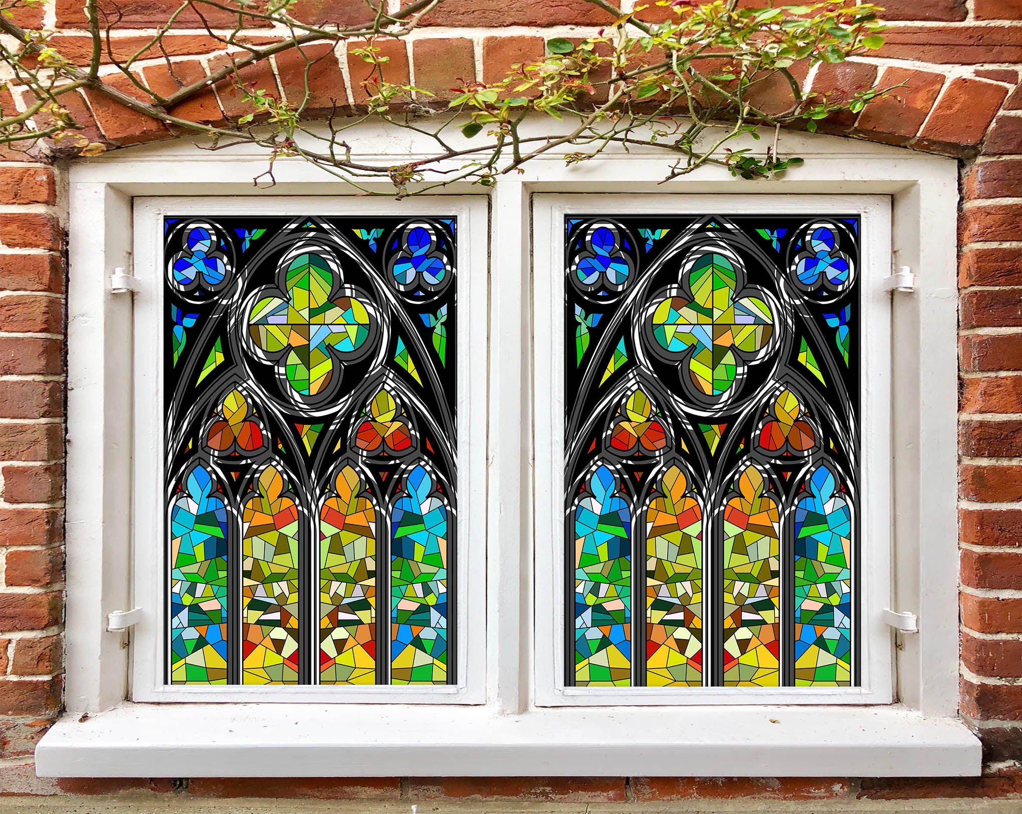 3D Color Graffiti 383 Window Film Print Sticker Cling Stained Glass UV Block