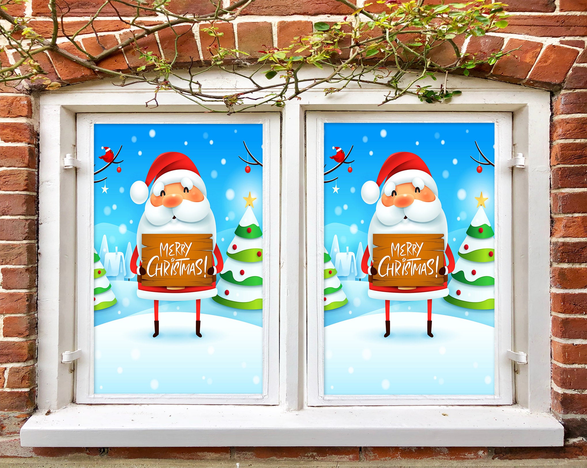 3D Santa Claus 31070 Christmas Window Film Print Sticker Cling Stained Glass Xmas