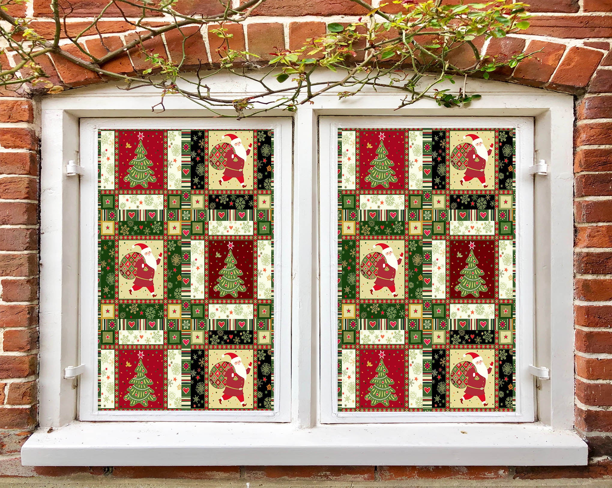 3D Christmas Tree Pattern 30047 Christmas Window Film Print Sticker Cling Stained Glass Xmas