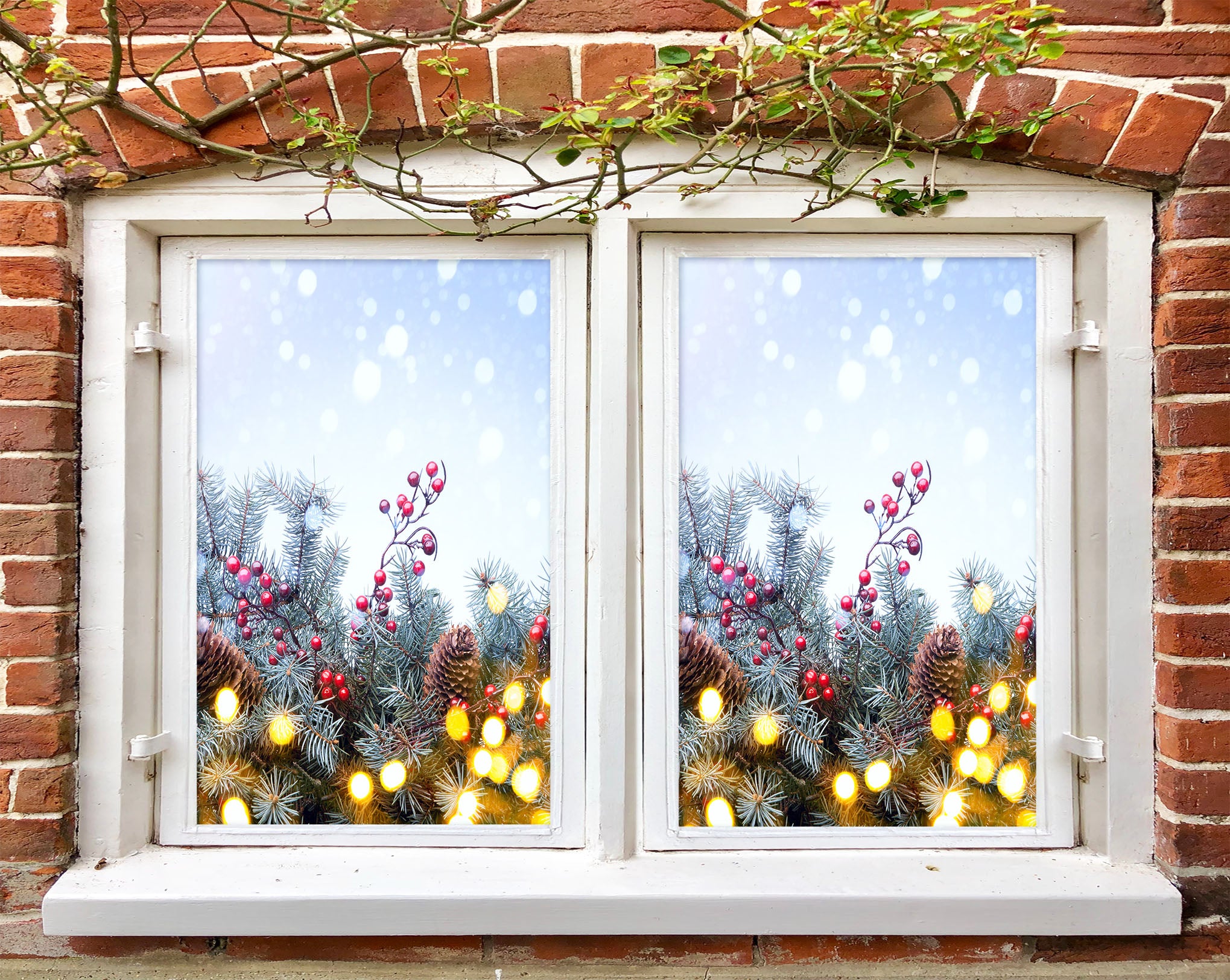 3D Branches 31024 Christmas Window Film Print Sticker Cling Stained Glass Xmas