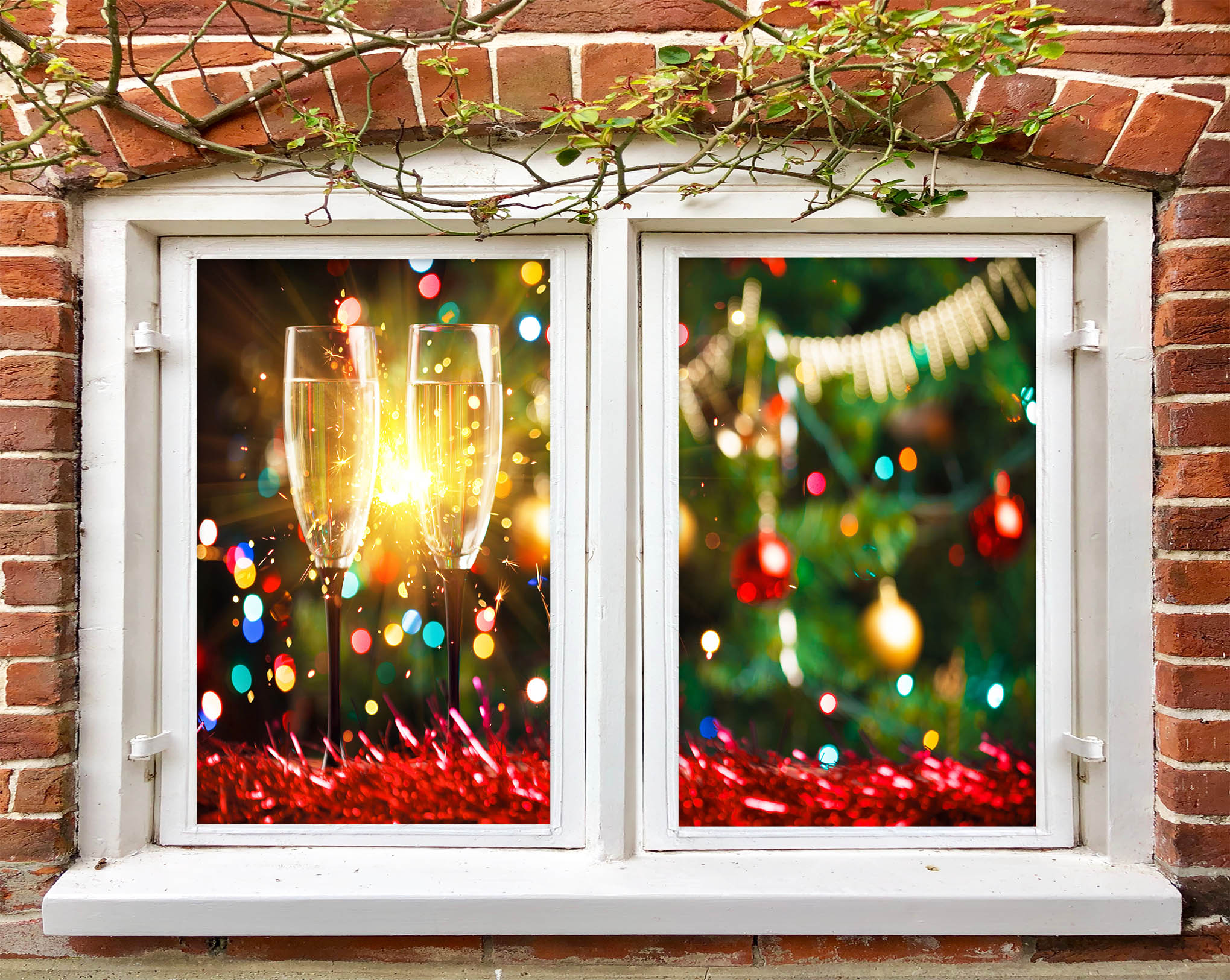 3D Wine Glass 30020 Christmas Window Film Print Sticker Cling Stained Glass Xmas