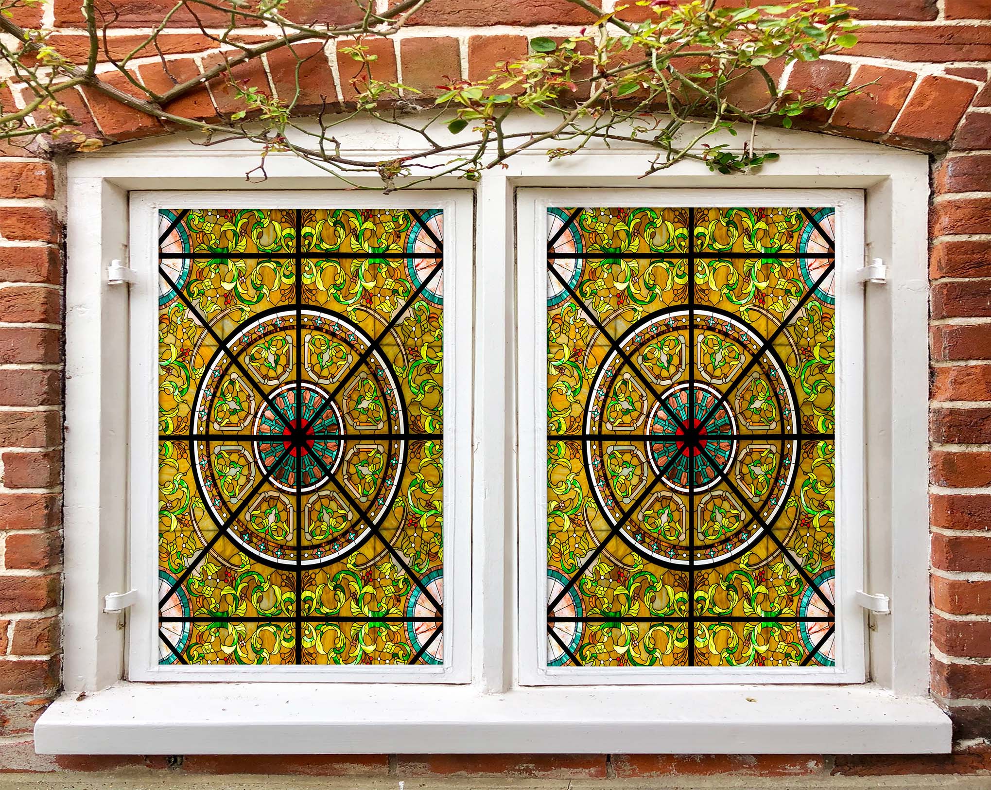 3D Circle Pattern 189 Window Film Print Sticker Cling Stained Glass UV Block