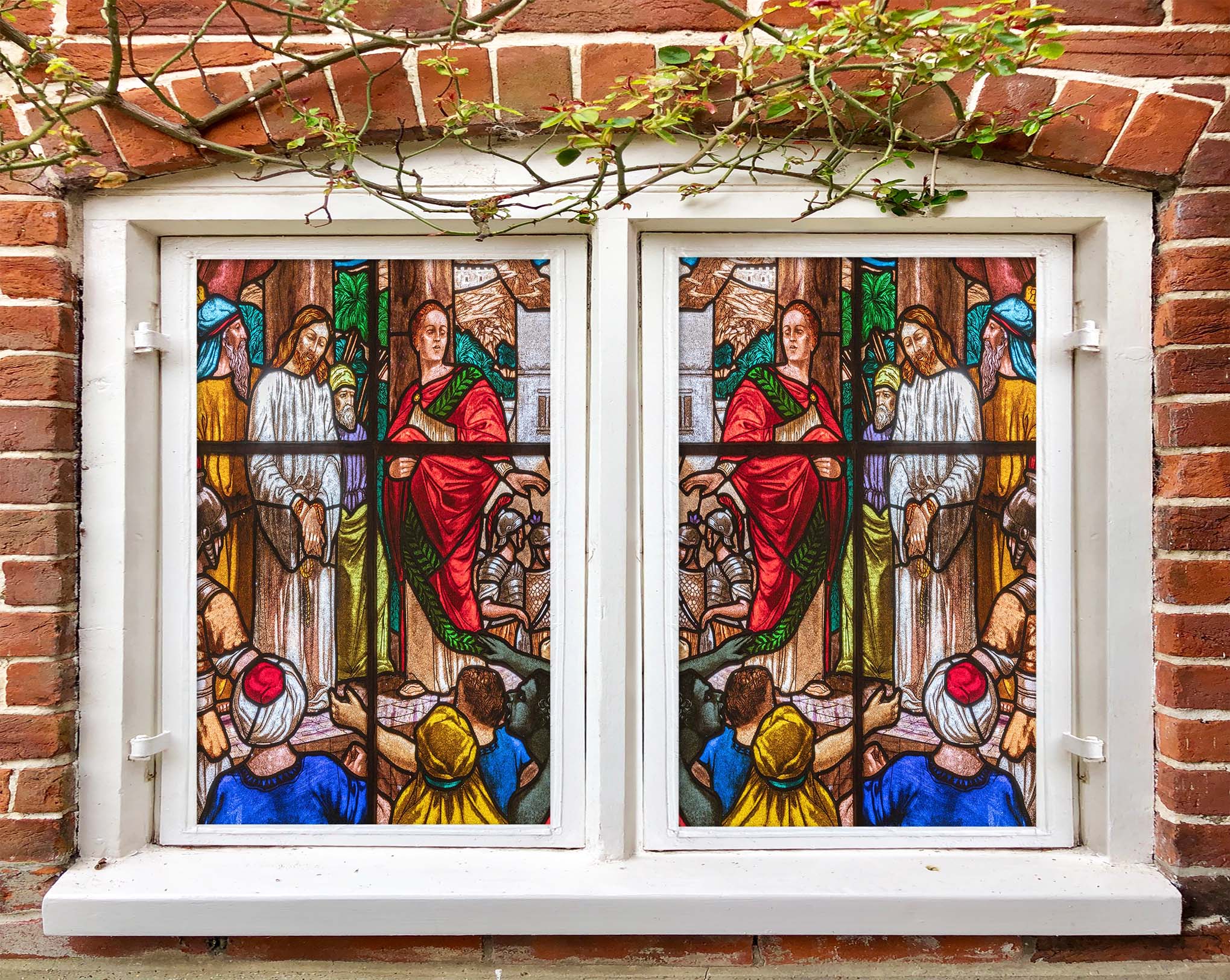 3D Praying Believer 132 Window Film Print Sticker Cling Stained Glass UV Block