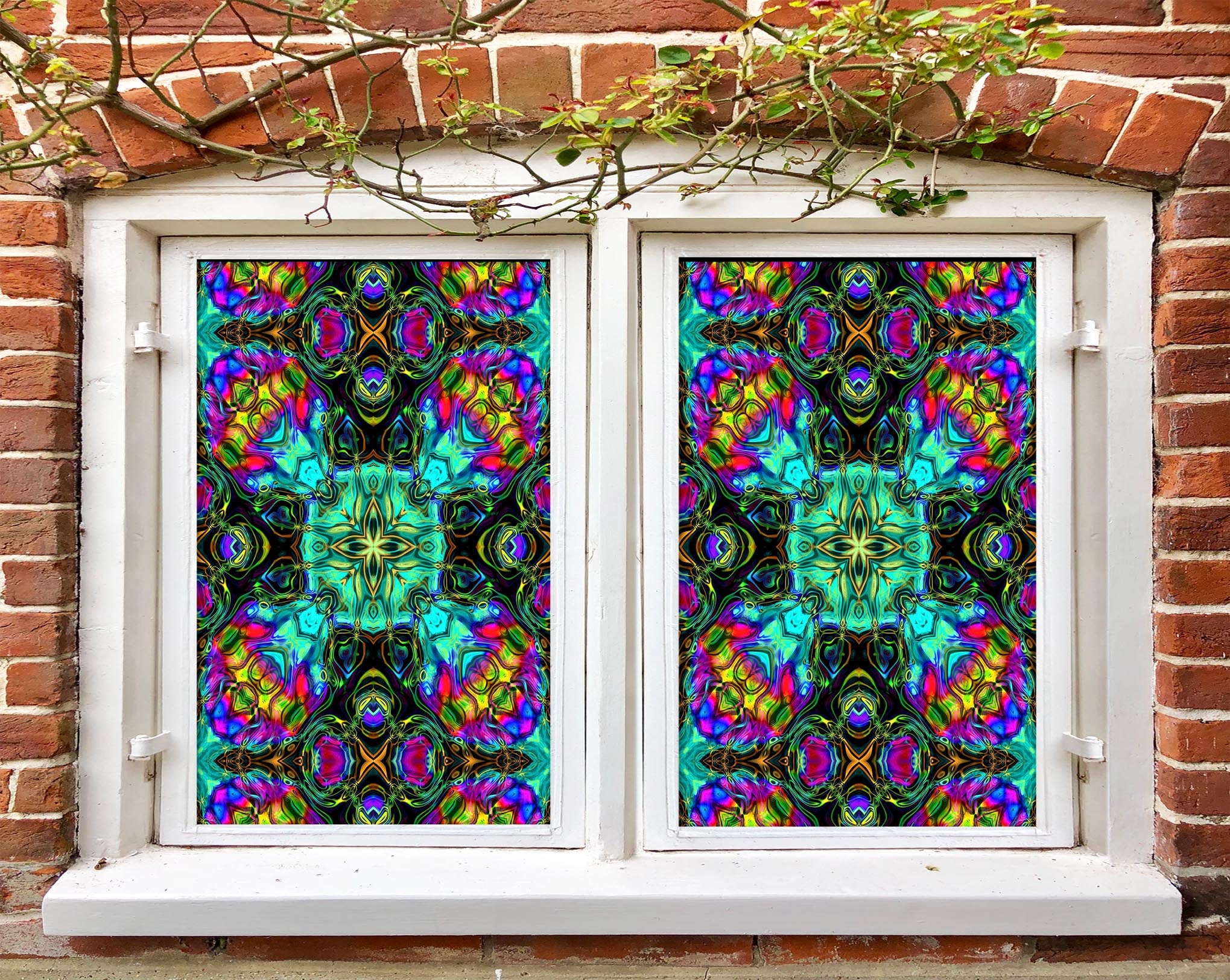 3D Green Art Pattern 190 Window Film Print Sticker Cling Stained Glass UV Block
