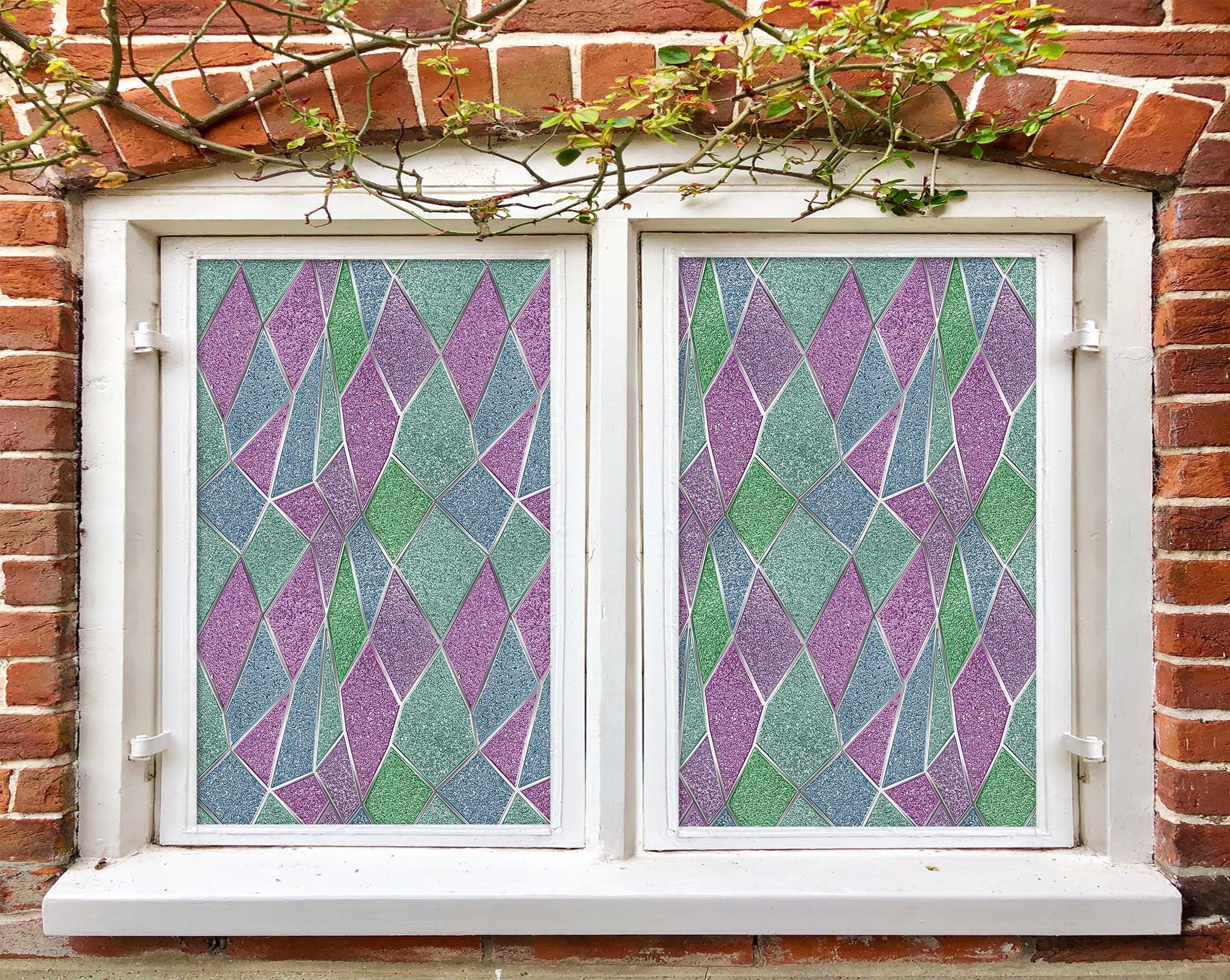 3D Diamond Green 106 Window Film Print Sticker Cling Stained Glass UV Block