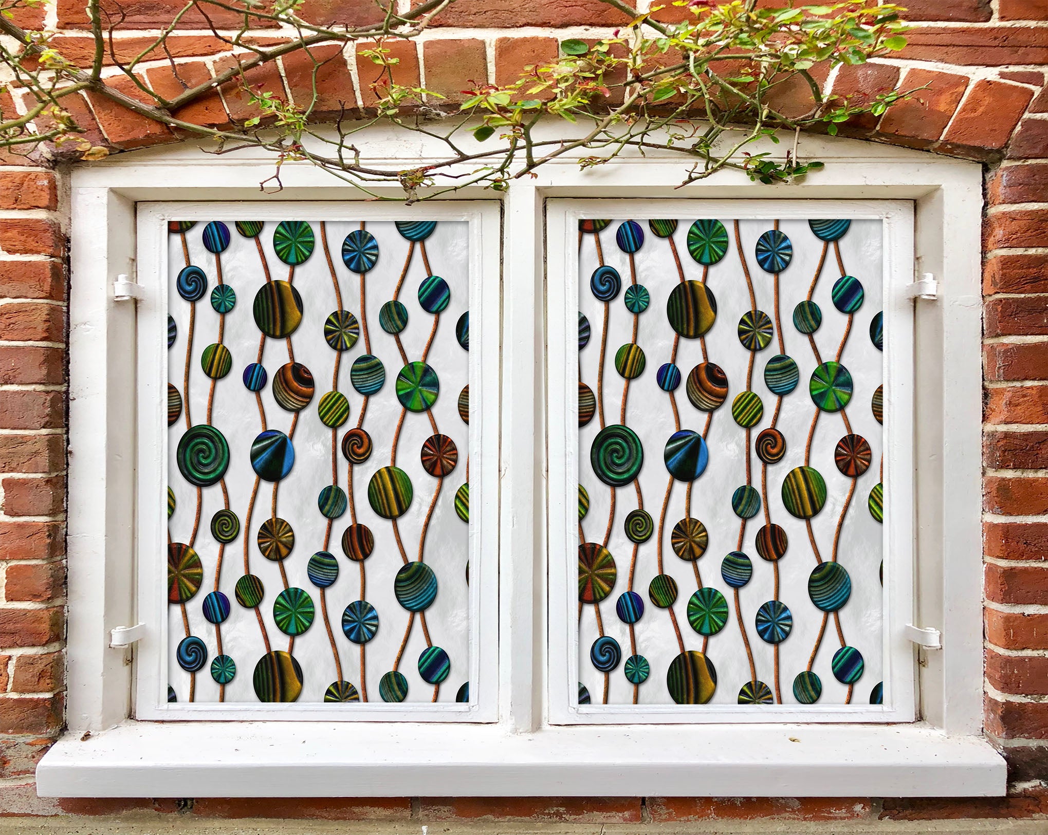 3D Color Circle 159 Window Film Print Sticker Cling Stained Glass UV Block