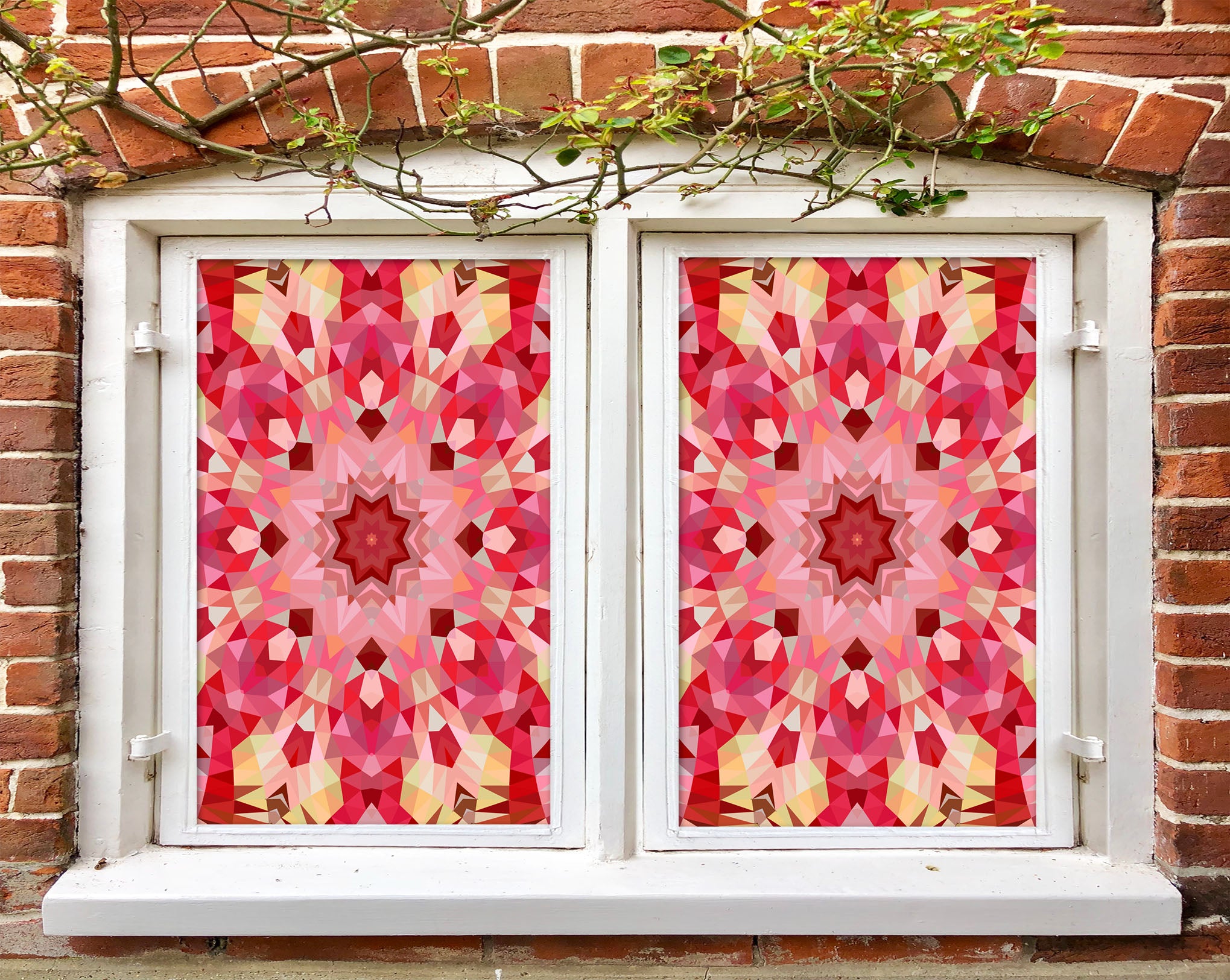 3D Flower Pattern 415 Window Film Print Sticker Cling Stained Glass UV Block