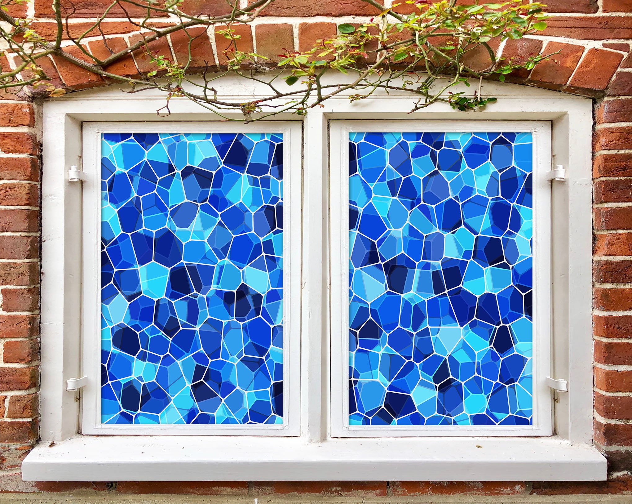 3D Blue Element 373 Window Film Print Sticker Cling Stained Glass UV Block