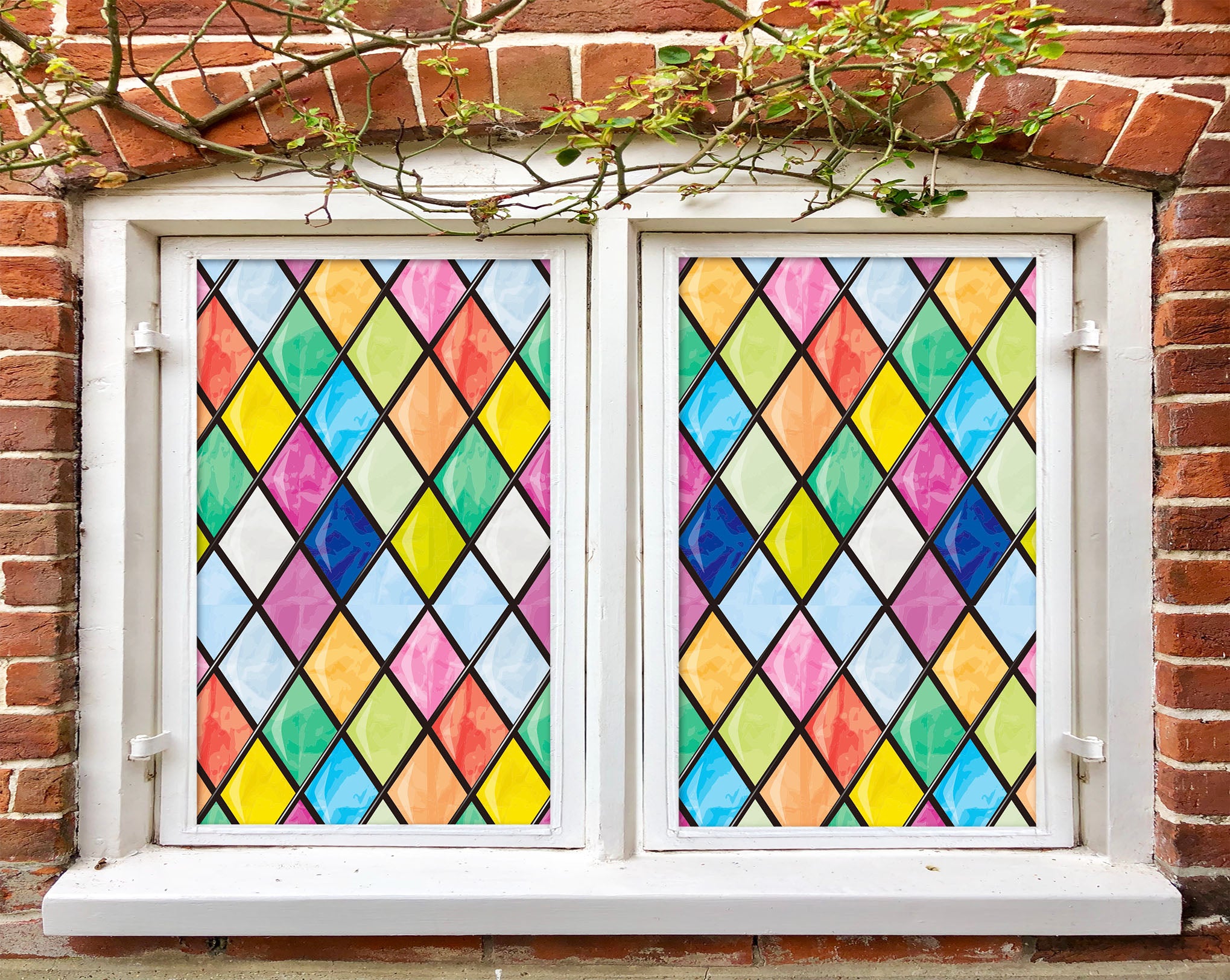 3D Color Graphics 309 Window Film Print Sticker Cling Stained Glass UV Block