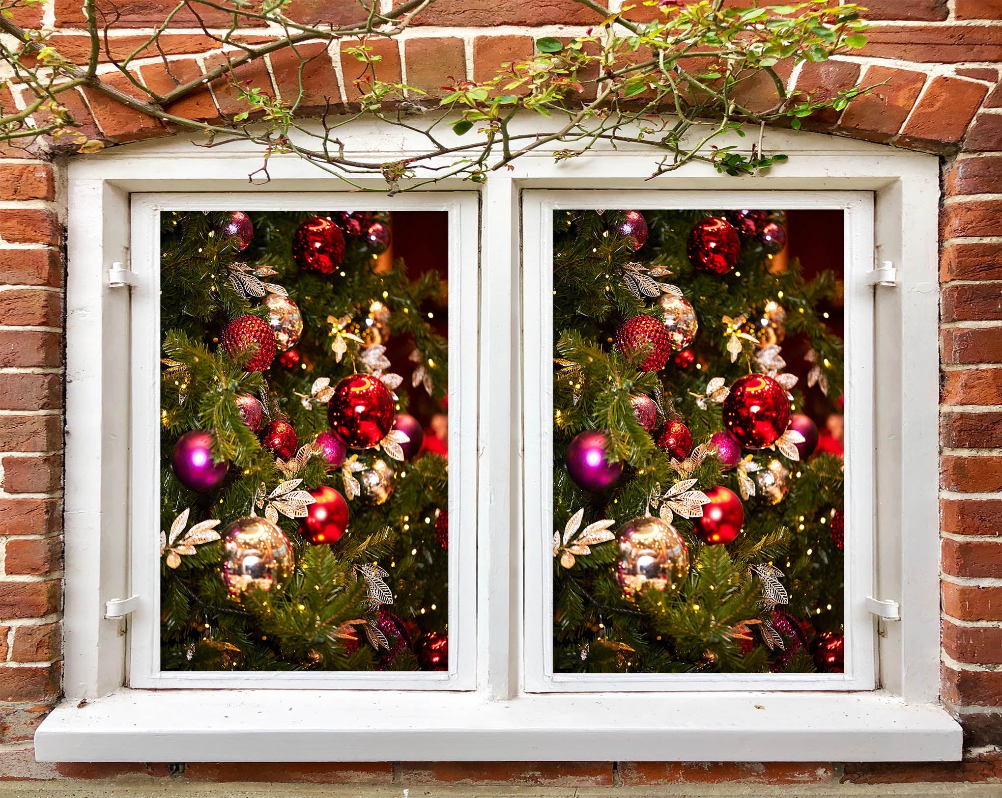 3D Christmas Tree Pendant 30062 Christmas Window Film Print Sticker Cling Stained Glass Xmas