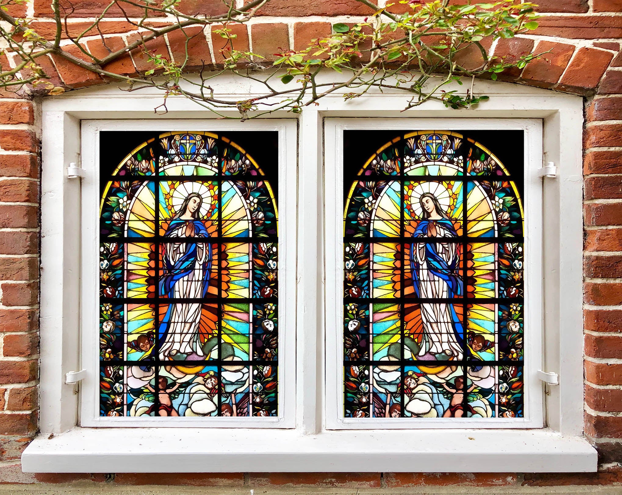 3D God Angel Religion 264 Window Film Print Sticker Cling Stained Glass UV Block