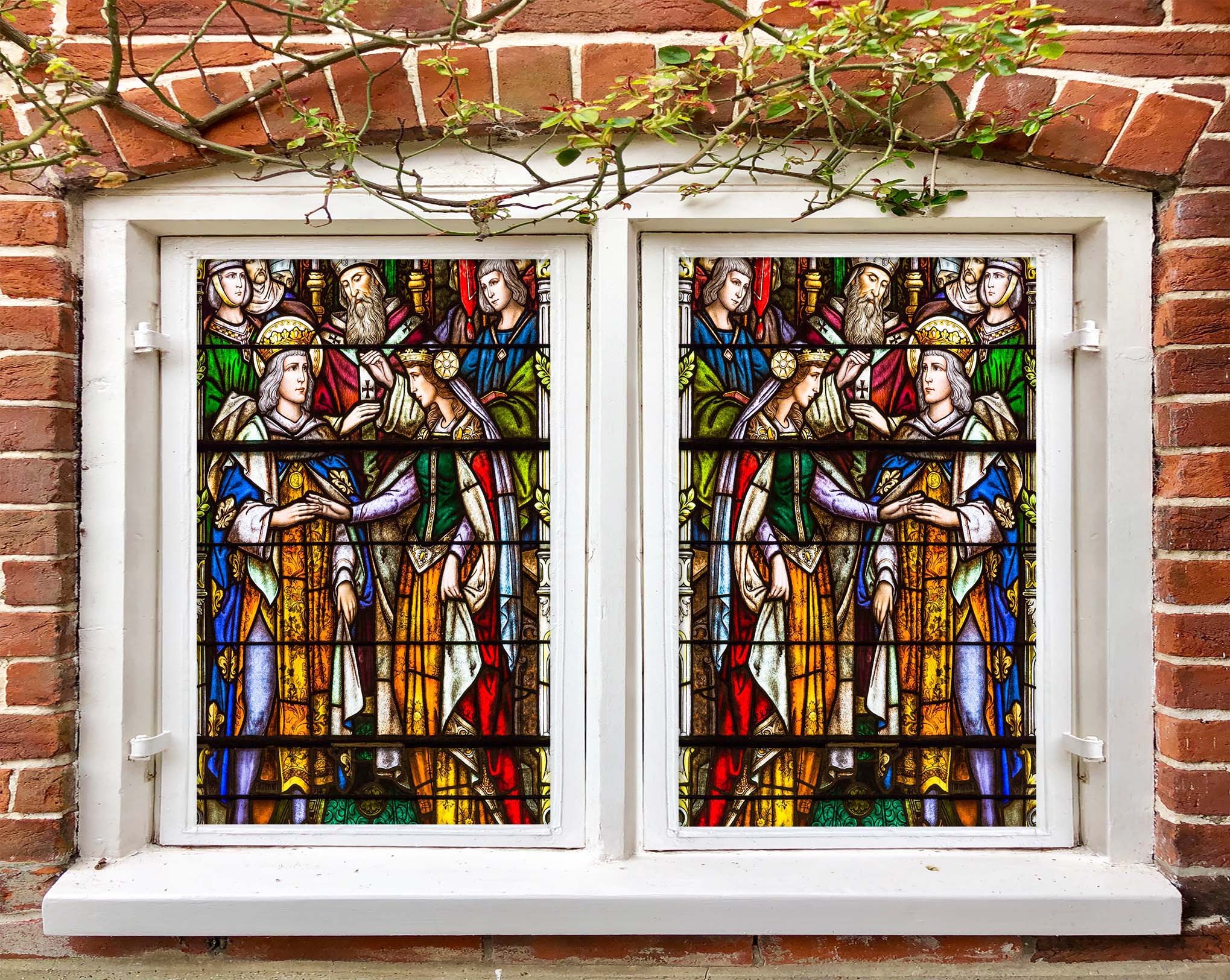 3D Prince Couple 196 Window Film Print Sticker Cling Stained Glass UV Block