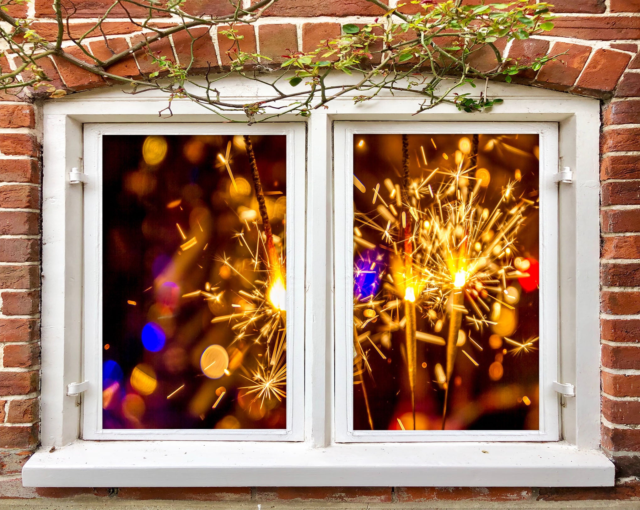 3D Fireworks Beautiful 401 Window Film Print Sticker Cling Stained Glass UV Block