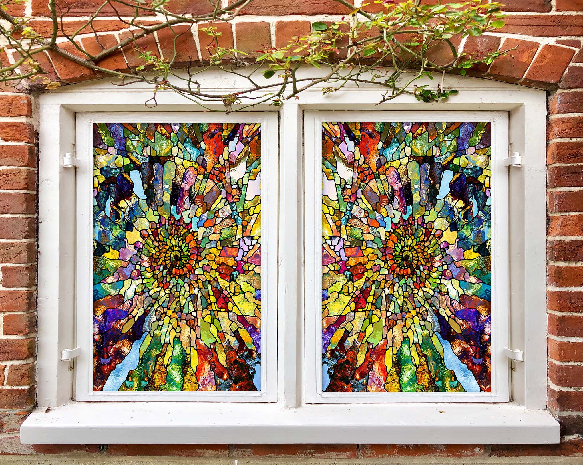 3D Color Rotation 060 Window Film Print Sticker Cling Stained Glass UV Block