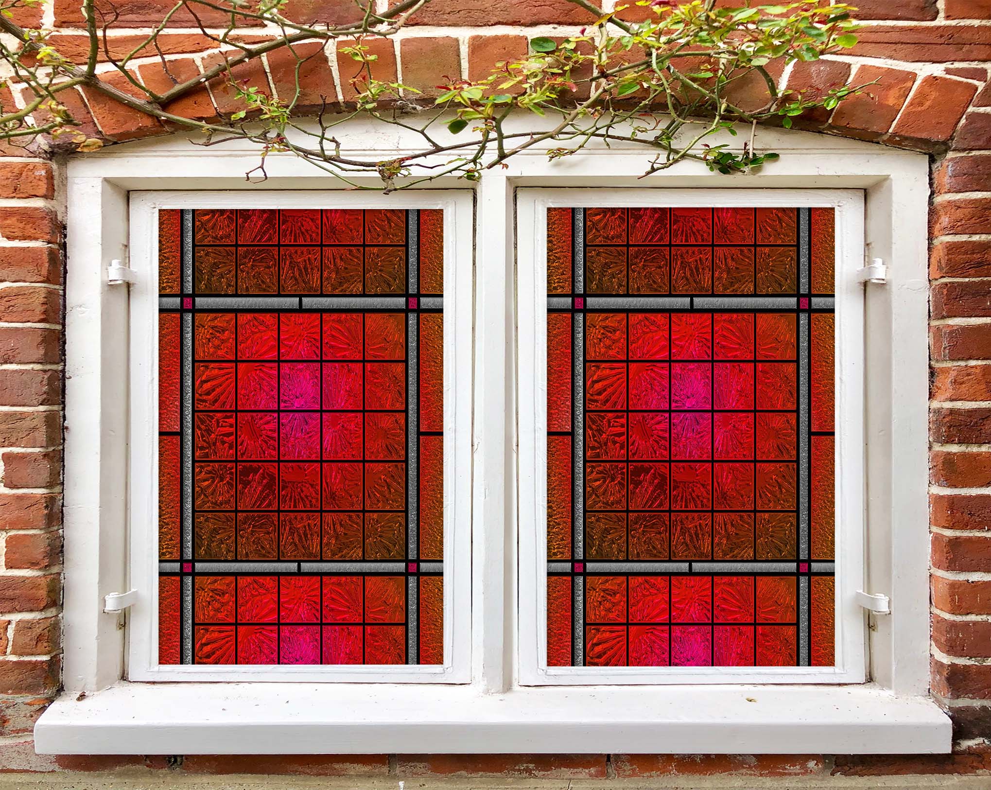 3D Big Red 020 Window Film Print Sticker Cling Stained Glass UV Block