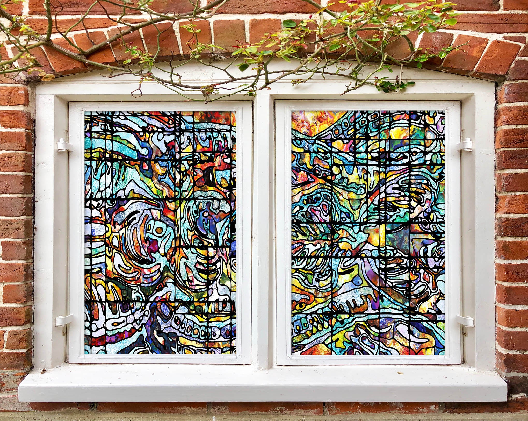 3D Abstract Graffiti 184 Window Film Print Sticker Cling Stained Glass UV Block