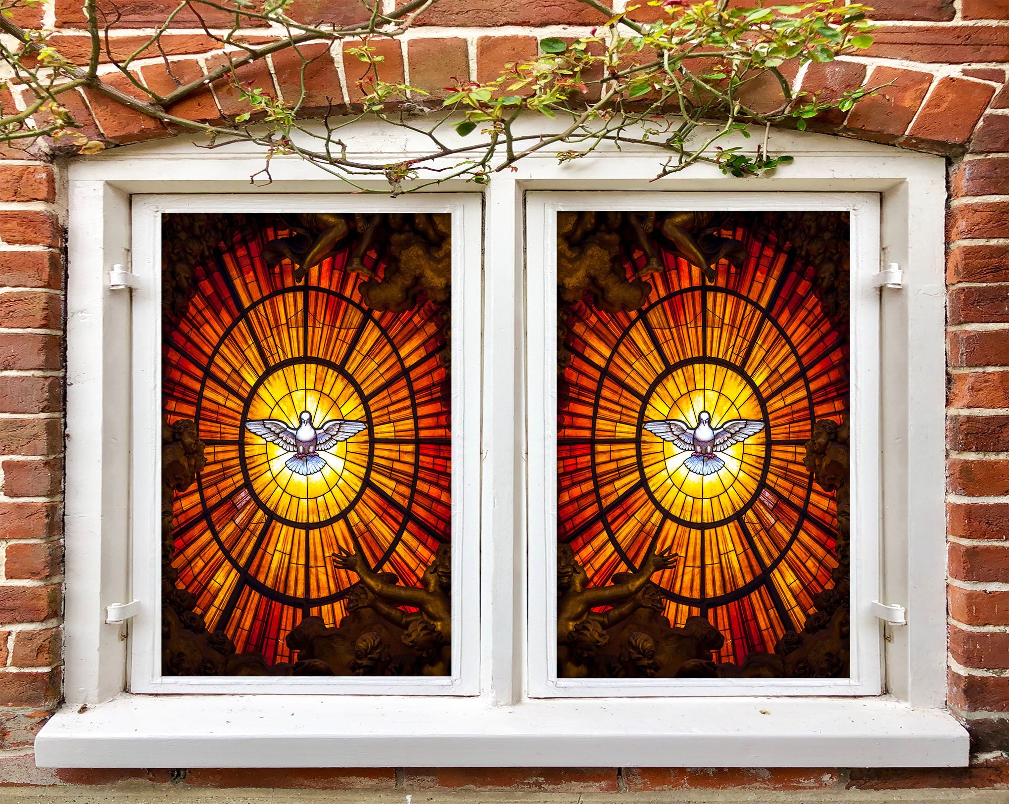 3D Light Dove 230 Window Film Print Sticker Cling Stained Glass UV Block